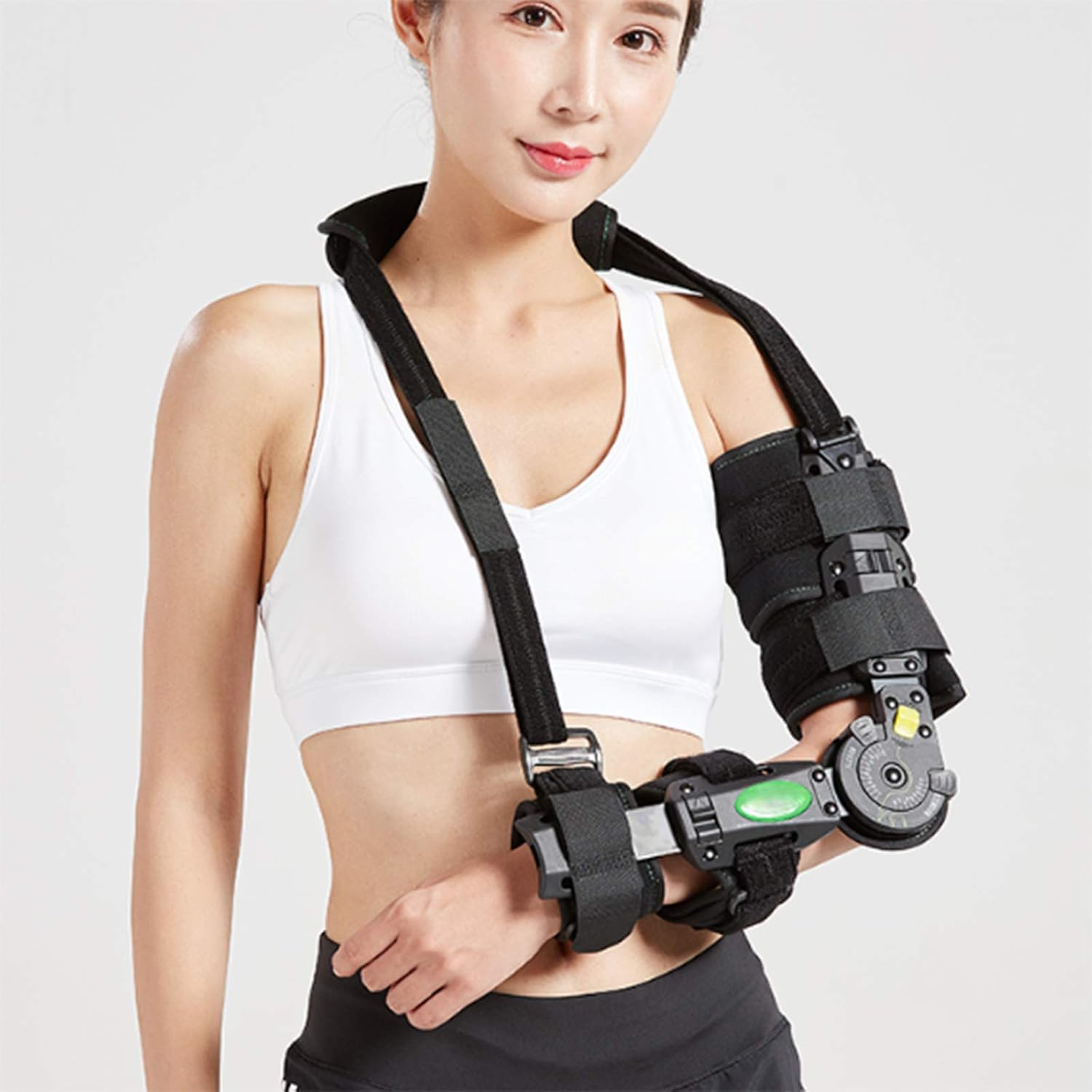 Hinged Elbow Brace, Adults Arm Elbow Splint Immobilizer Brace, Adjustable Elbow Fixator Orthosis for Injury Fractures Treatment and Recovery Aid,Right (Left One Size)