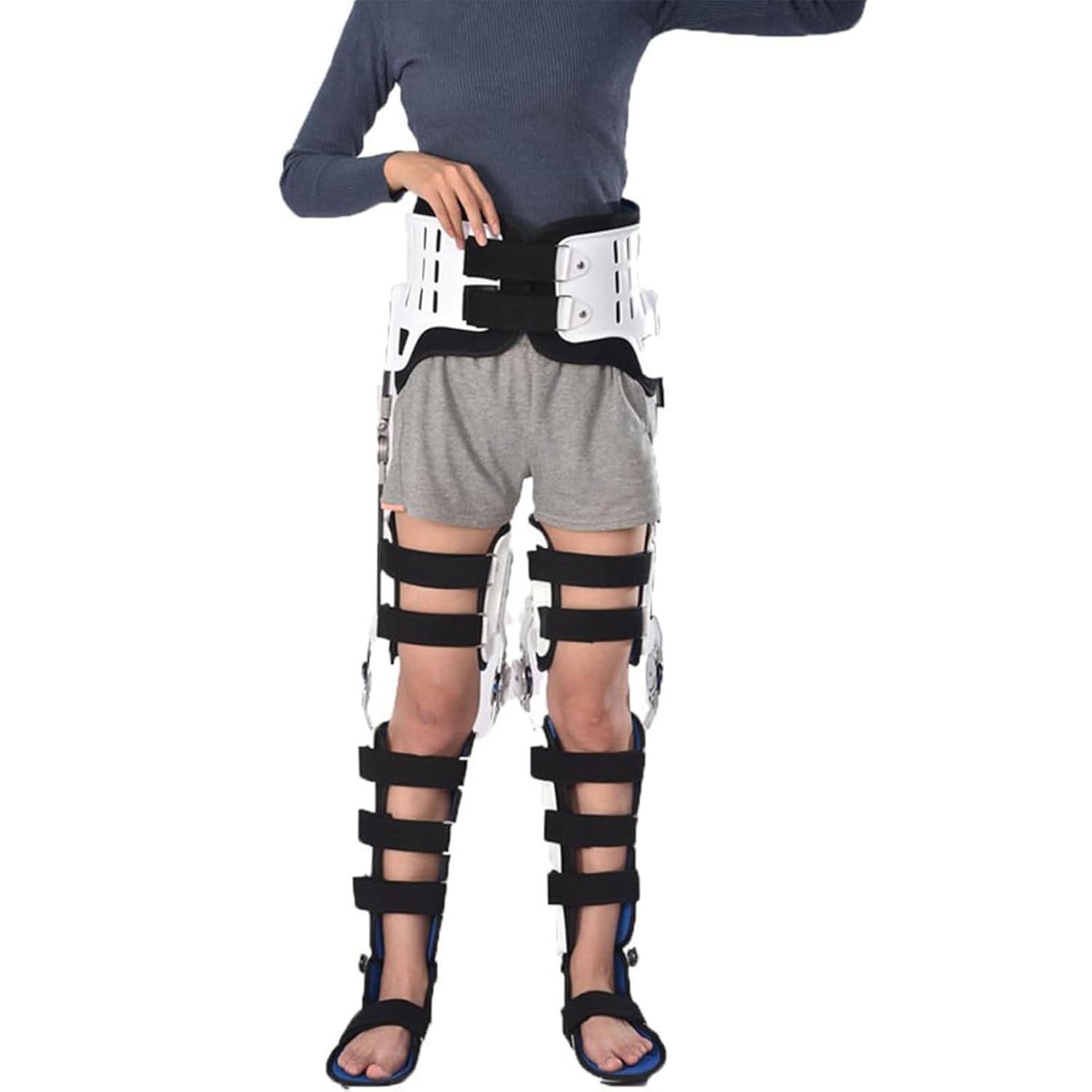 Knee Support Brace, Hip Knee Ankle Foot Orthosis with Walking Boots, Full Leg Brace Adjustable Knee Immobilizer for Hip Fracture Rehabilitation Equipment