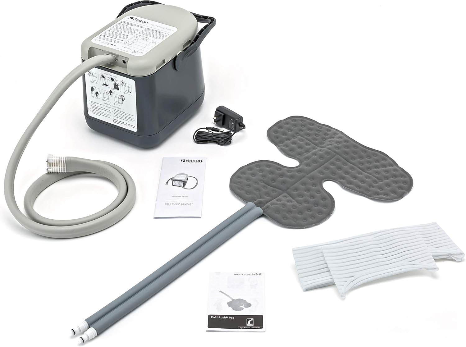 Ossur Cold Rush Compact Therapy Machine System with Small Shoulder Pad - Ergonomic Adjustable Wrap Ice Machine for Shoulder Ice Pack - Quiet, Lightweight Cryotherapy Freeze Kit Pump with Shoulder Pads