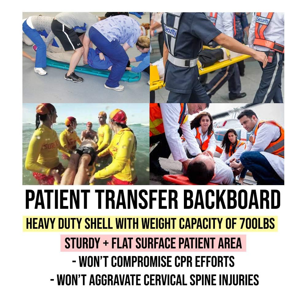 ASA Techmed Spine Board Stretcher, Patent Transfer EMT Backboard Immobilization, Base Board Yellow