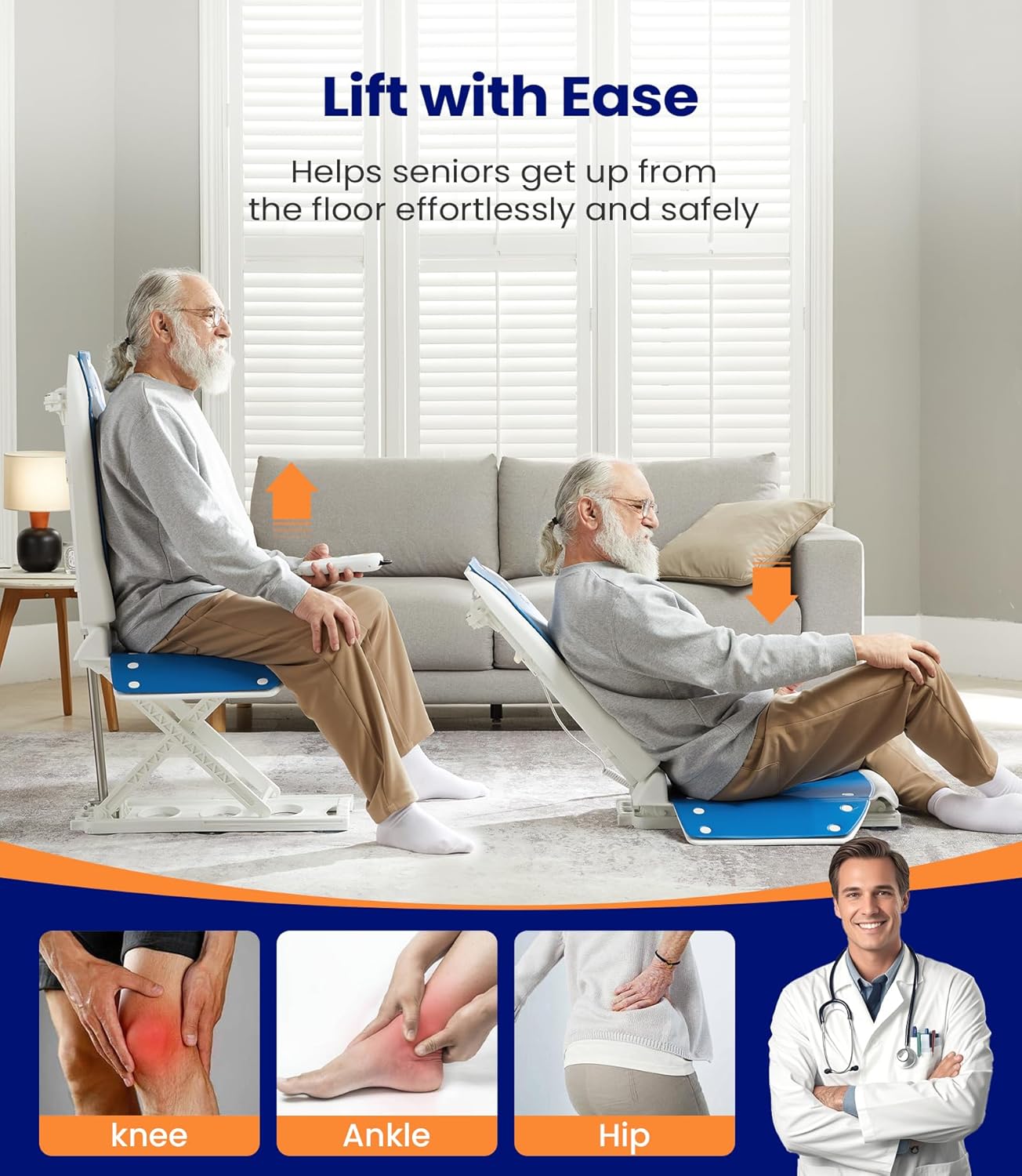 MAIDeSITe Electric Chair Lift, Stand Up Independently from Floor, Support Up to 300 LBS, Chair Lift for Elderly, JC35M3