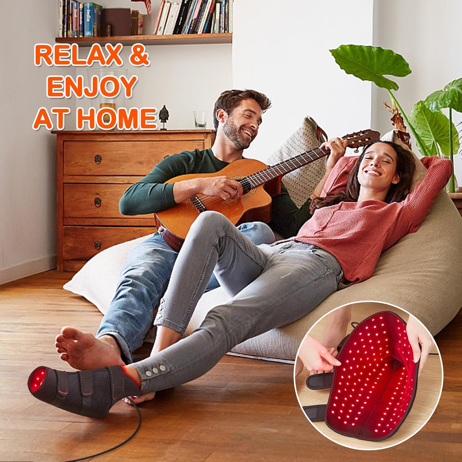 JOBYNA 1 Pack 660nm Red Light & 850nm Infrared Light Shoe — Flickering Pulse Mode, Red Light Boots for Toes & Foot & Ankle Wrap, One Size Fits All