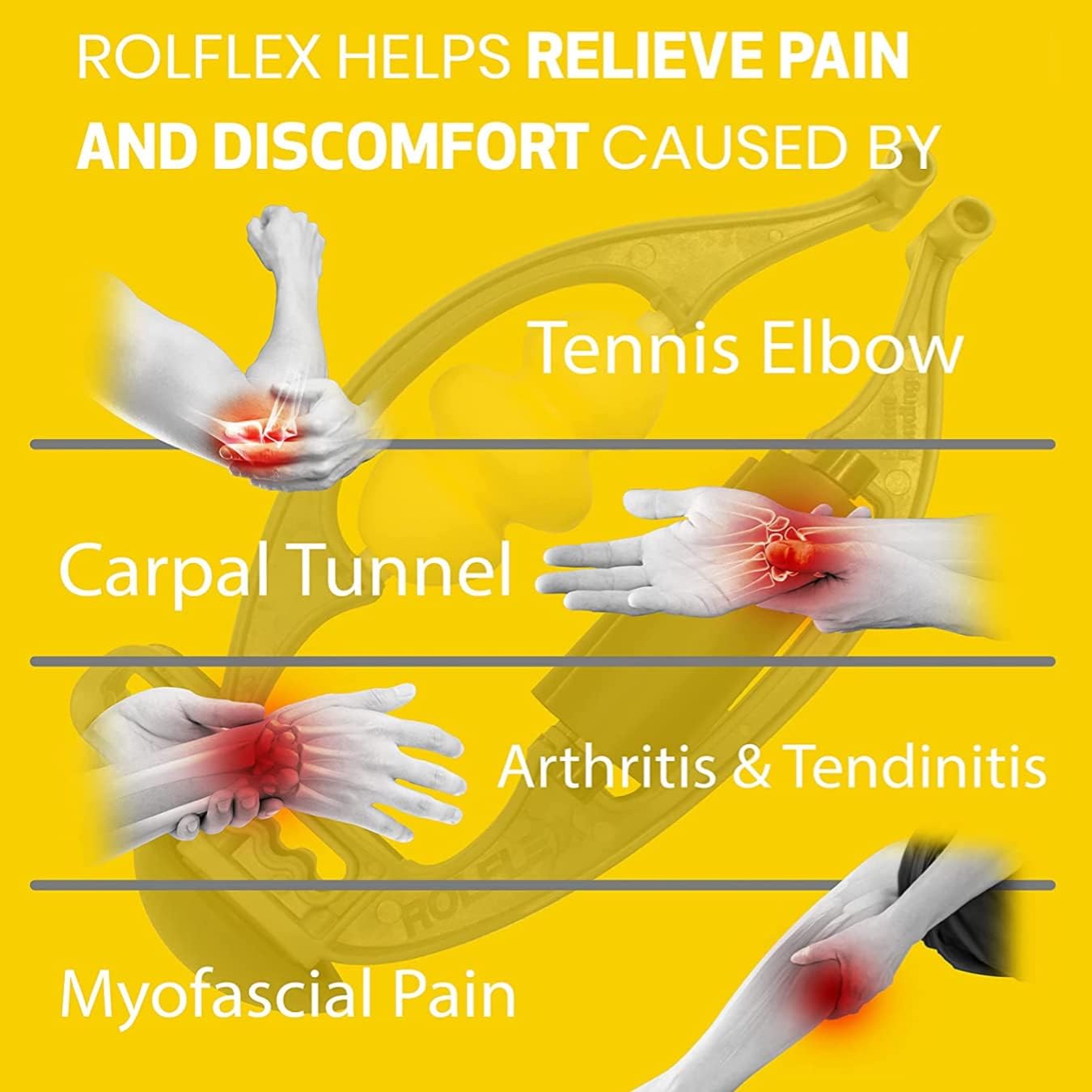 Rolflex Arm & Leg Massager Roller – Muscle Roller to Address Golfer’s Elbow, Tennis Elbow, Carpal Tunnel & More – Arm & Leg Massage Roller for Muscle Tightness & Faster Recovery