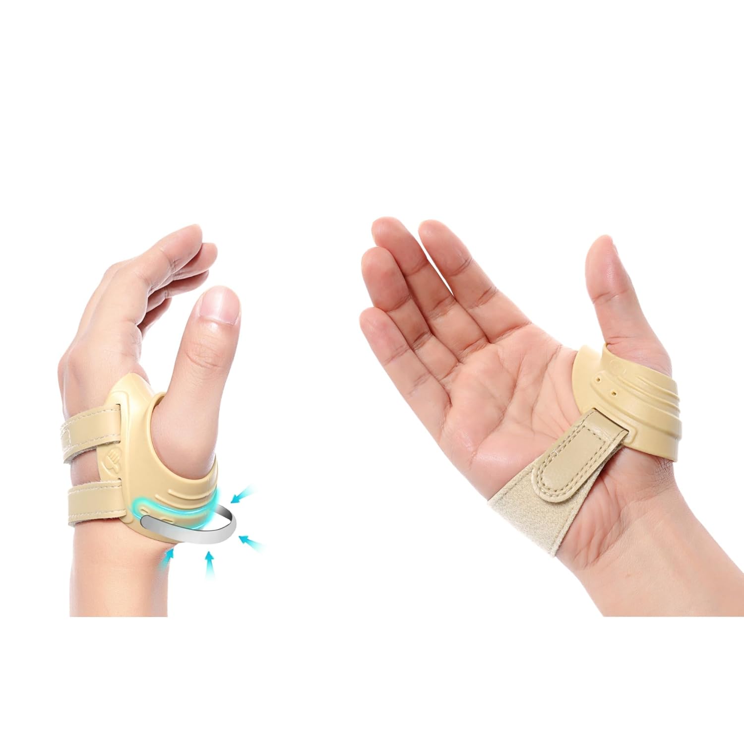 FORTEMOTUS CMC Thumb Brace, Upgrade Thumb Splint for CMC Joint Pain Relief, Beige, Left Bundle with Right, Medium