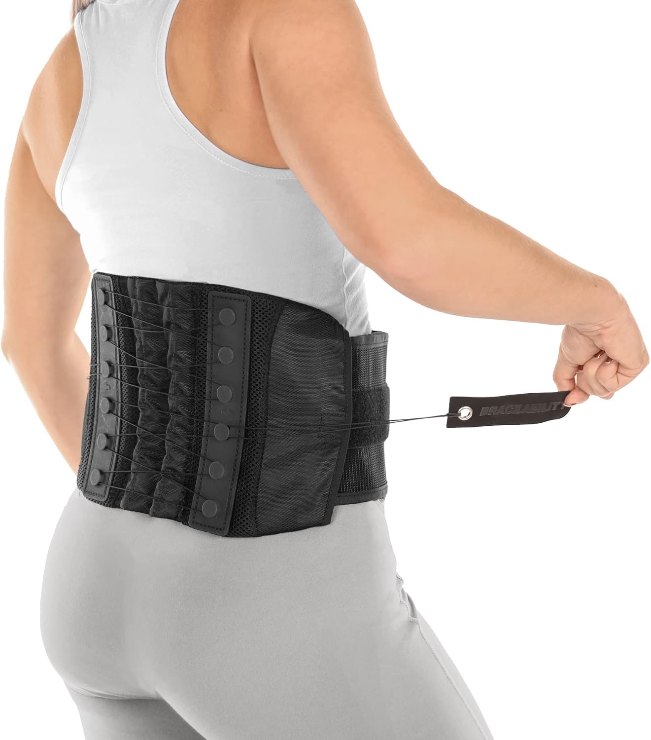 BraceAbility Lumbar Support Belt for Lower Back Pain - Corset Brace for Men and Women, Scoliosis, Sciatica, Spinal Stenosis, Herniated Disc Relief - FSA Eligible, Fits 28
