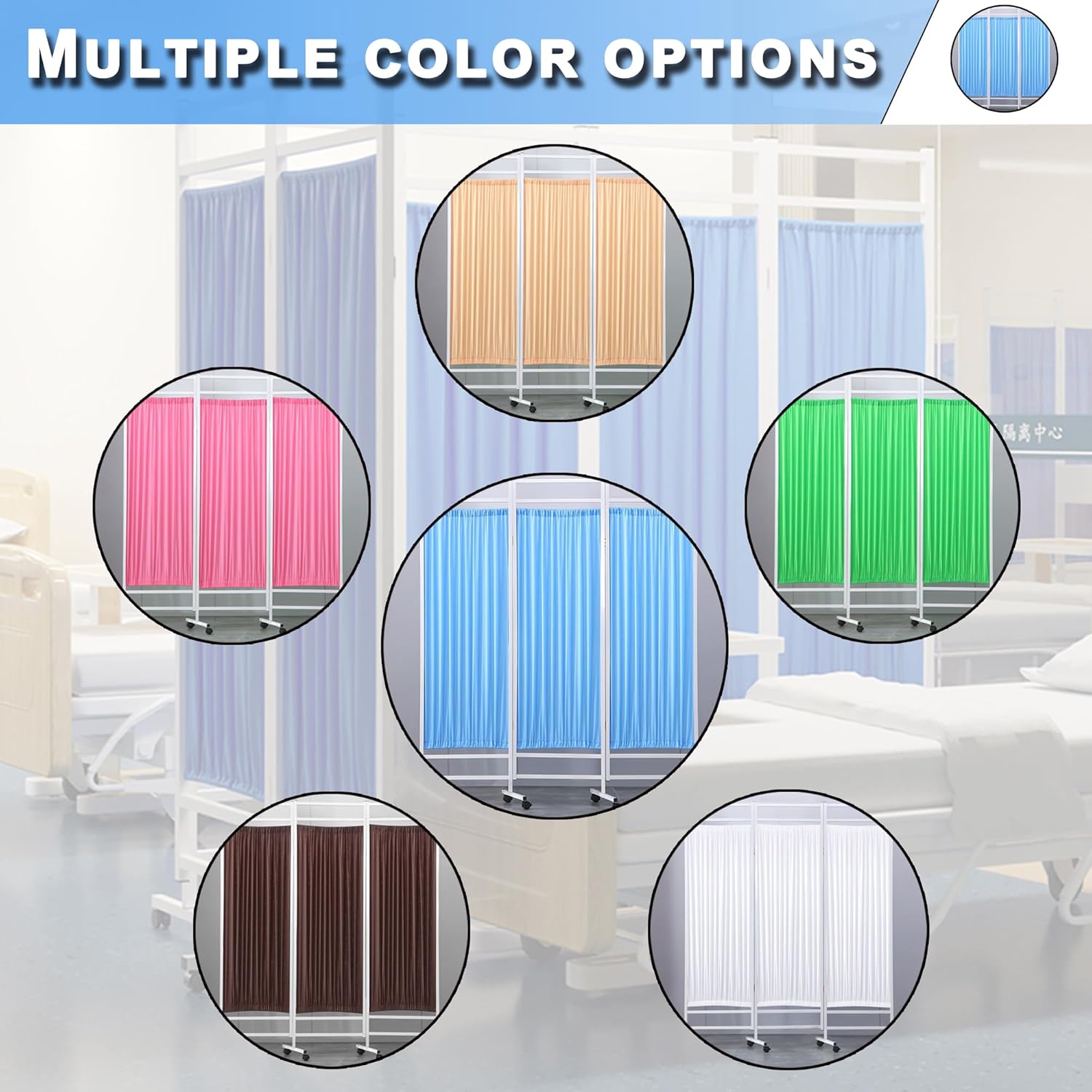 saun 6 ft Tall Rolling Medical Privacy Screen on Wheels,Folding Portable Room Divider,Temporary Partition Wall Panels for Office,Beauty Salon,Hospital,Clinic,Massage Room (3-8Panel) (Four)