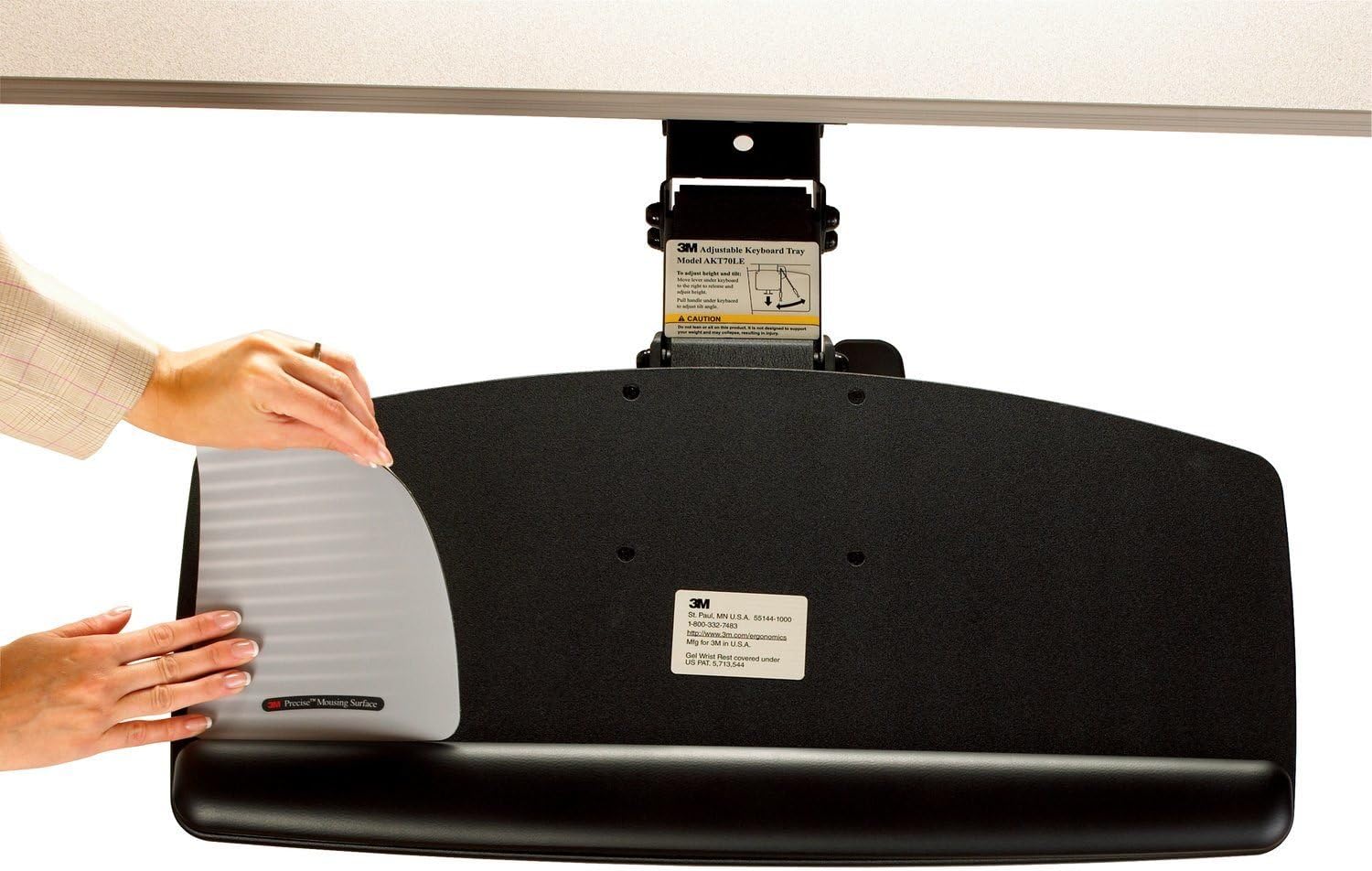 3M Keyboard Tray, Just Lift To Adjust Height And Tilt, Sturdy Tray Includes Gel Wrist Rest And Precise Mouse Pad, Swivels Side To Side And Stores Under Desk, 23