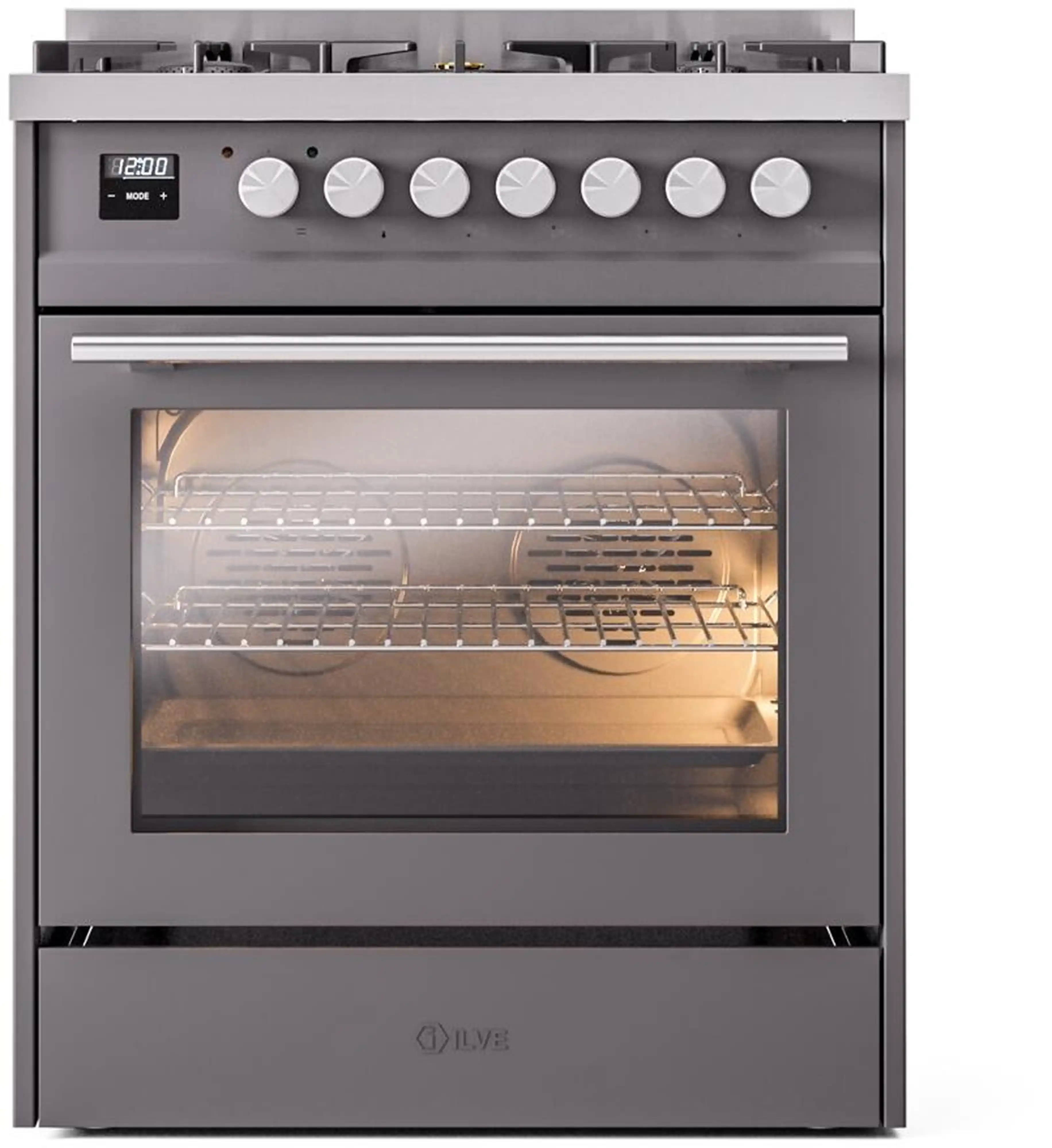 ILVE Professional Plus II 30-Inch Freestanding Dual Fuel Range with 5 Sealed Burners in Matte Graphite (UP30WMPMG)