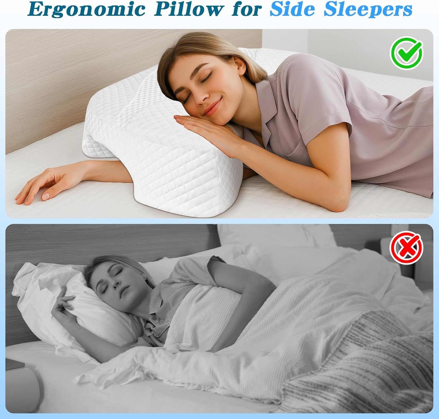 Side Sleeper Pillow with Arm Hole, Shoulder Relief System, Newly Upgrade Arm Pillow for Neck and Shoulder Pain, Premium Memory Foam, Suitable for Side, Back and Stomach Sleepers - White