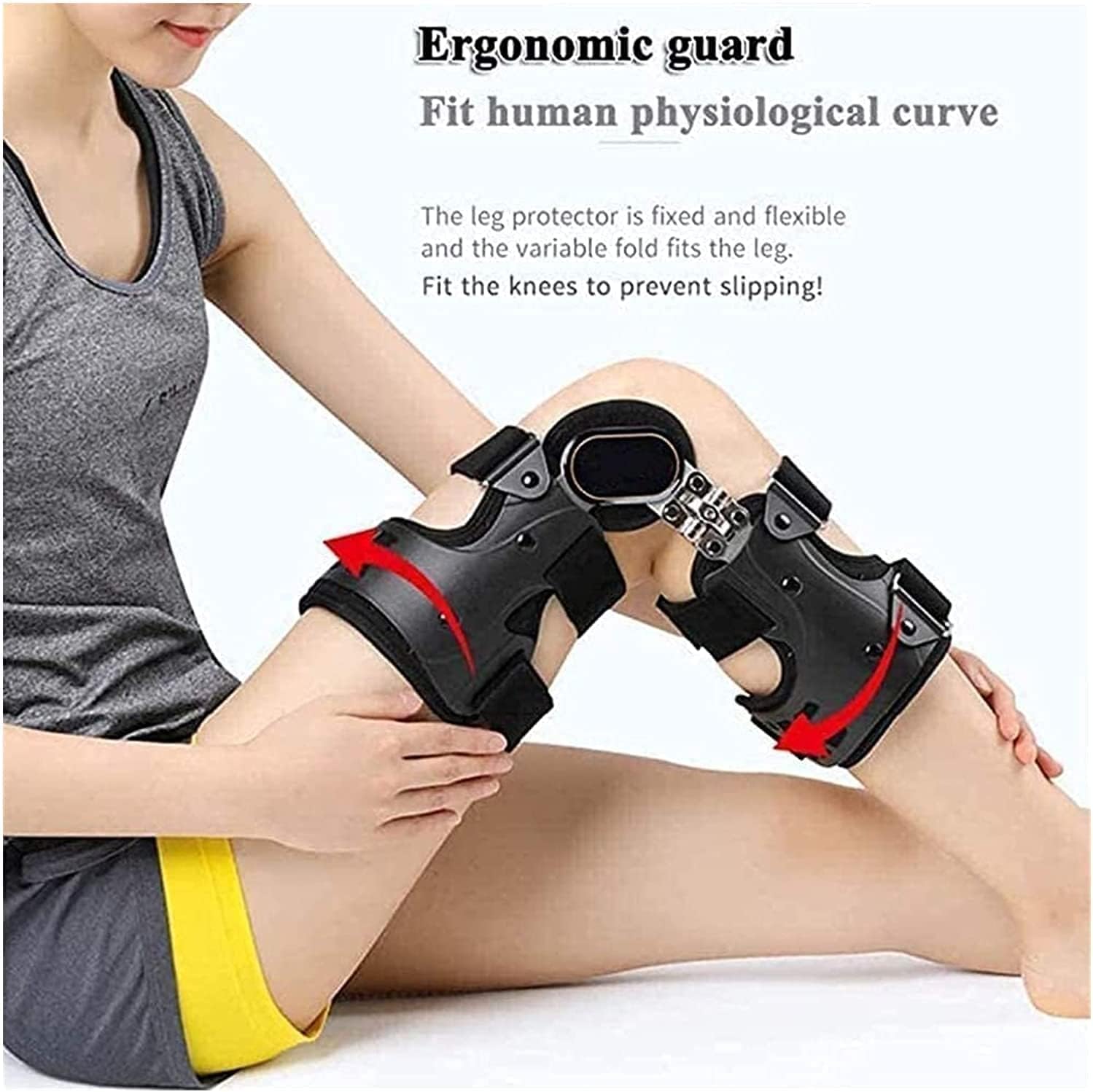 Knee Braces for Knee Pain Arthritis Adjustable Hinged ROM Knee Brace, Leg Stabilizer Knee Orthosis Splint for Acl, Pcl, MCL Or LCL Breathable and Lightweight Splint Orthopedic Guard Protector