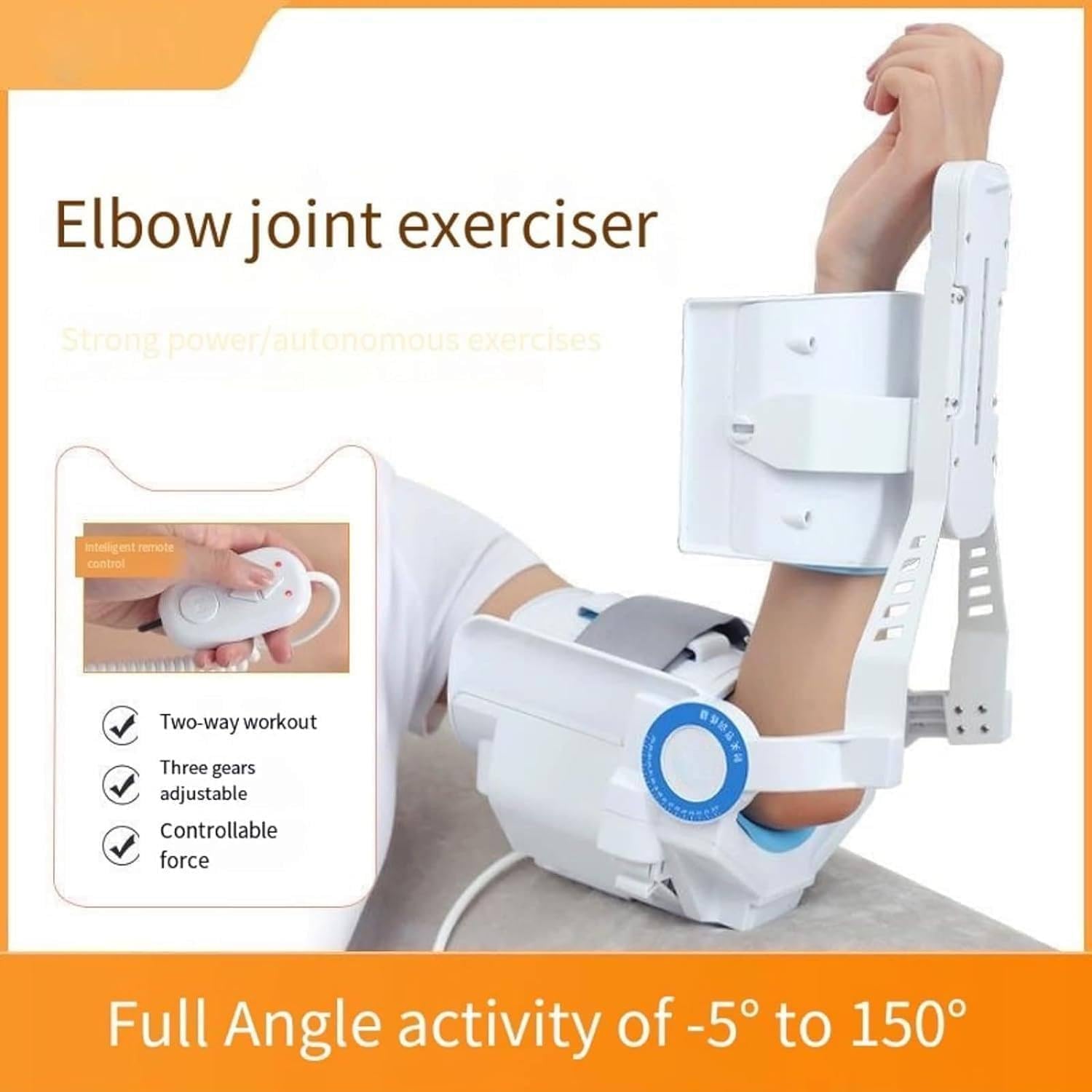 Electric Elbow Joint Rehabilitation Device, Wireless Intelligent Key Control, Hinged Elbow Brace Arm Exerciser, for Stroke Hemiplegia Patients
