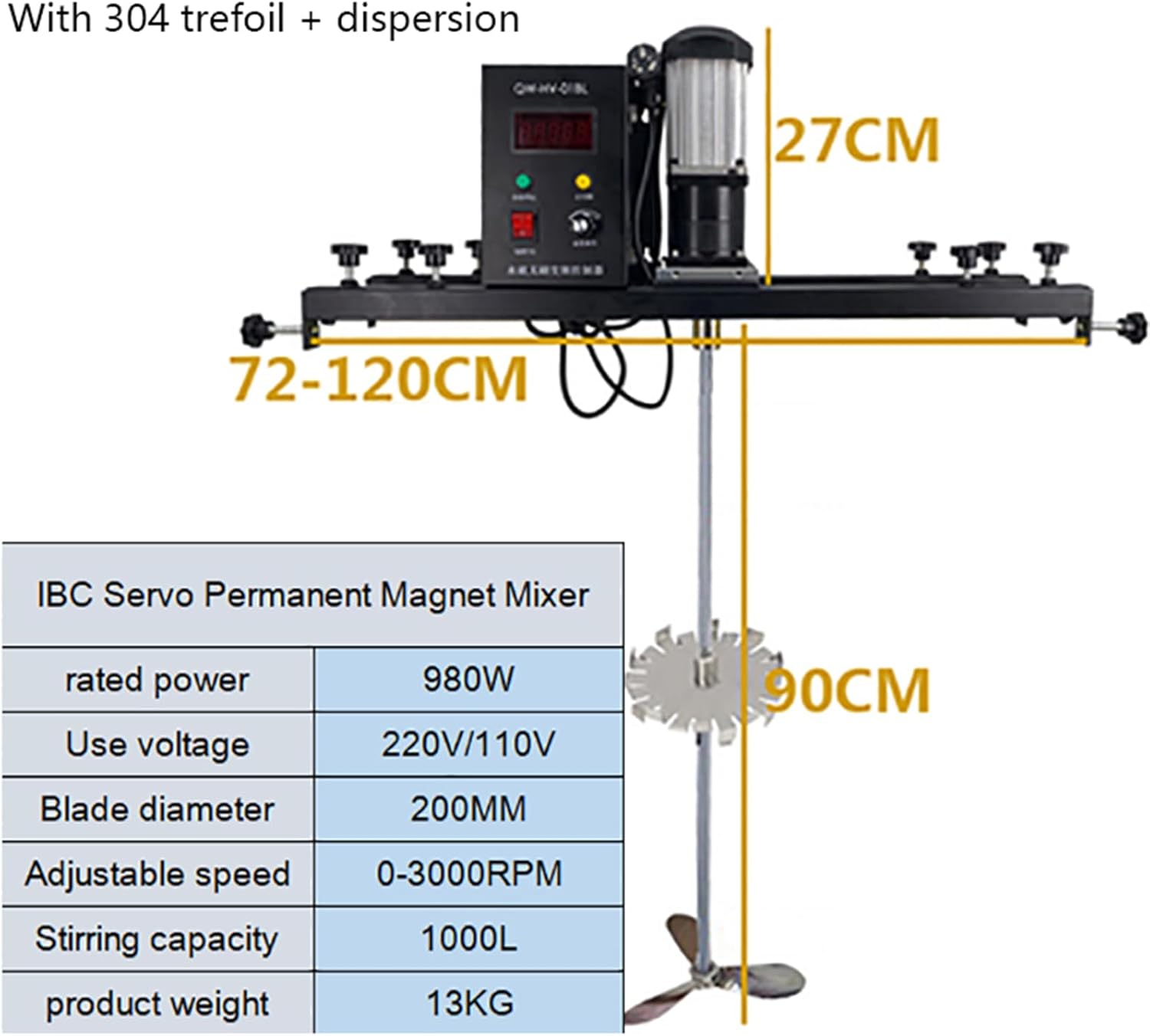 Pneumatic Paint Mixer Electric Agitator 980W - Heavy Duty Barrel Mixer for Efficient Paint Stirring and Ink Dissolving