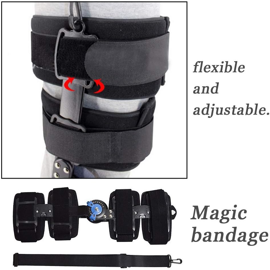 Adjustable Hinged Knee Brace with Strap, Knee Immobilizer Brace Support Orthopedic Leg - Post Op Hinged - Adjustable Hinged Knee Brace/S (M