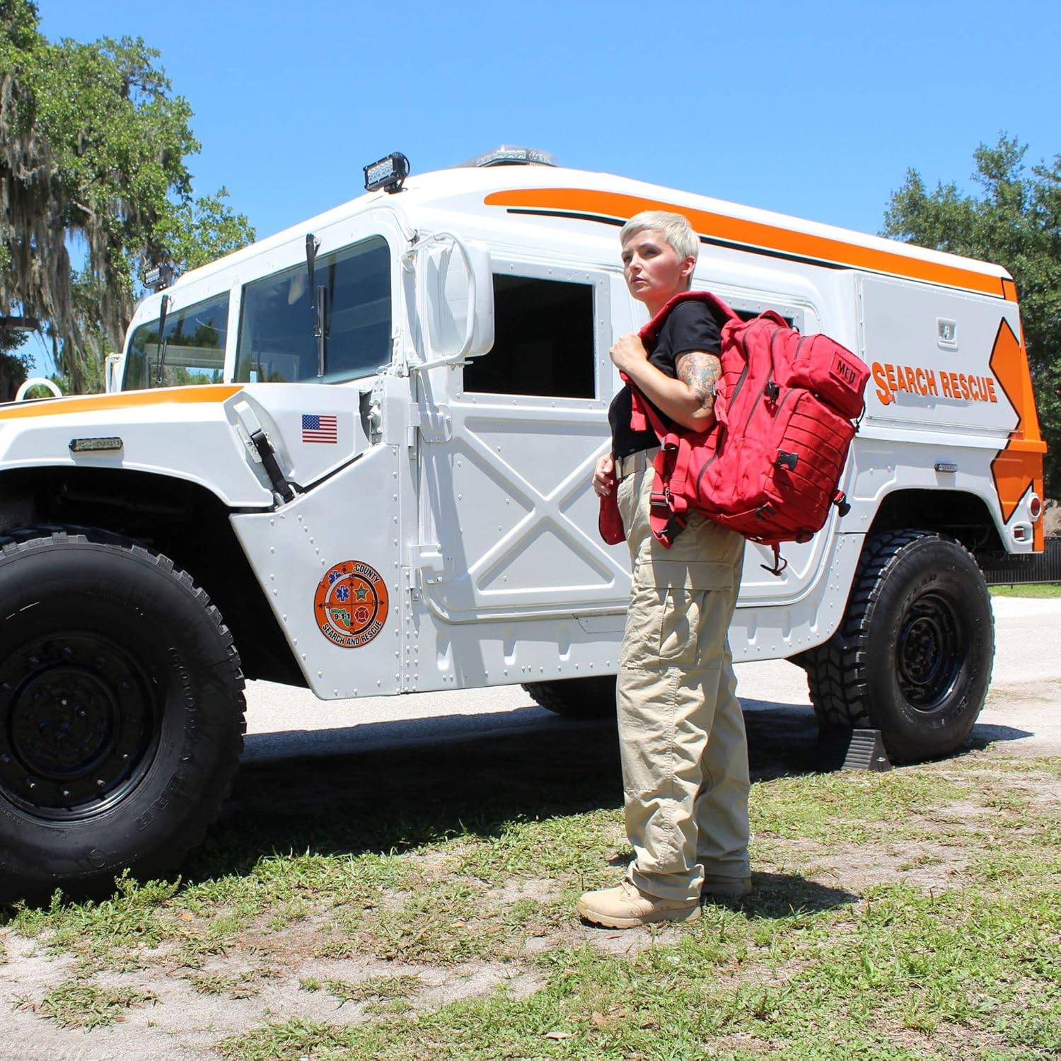 Luminary Tactical Trauma Kit Fully Stocked First Aid Kit Backpack EMS/EMT First Responder Medical Bug Out Bag for Preppers Professionals and Outdoorsman (Red)