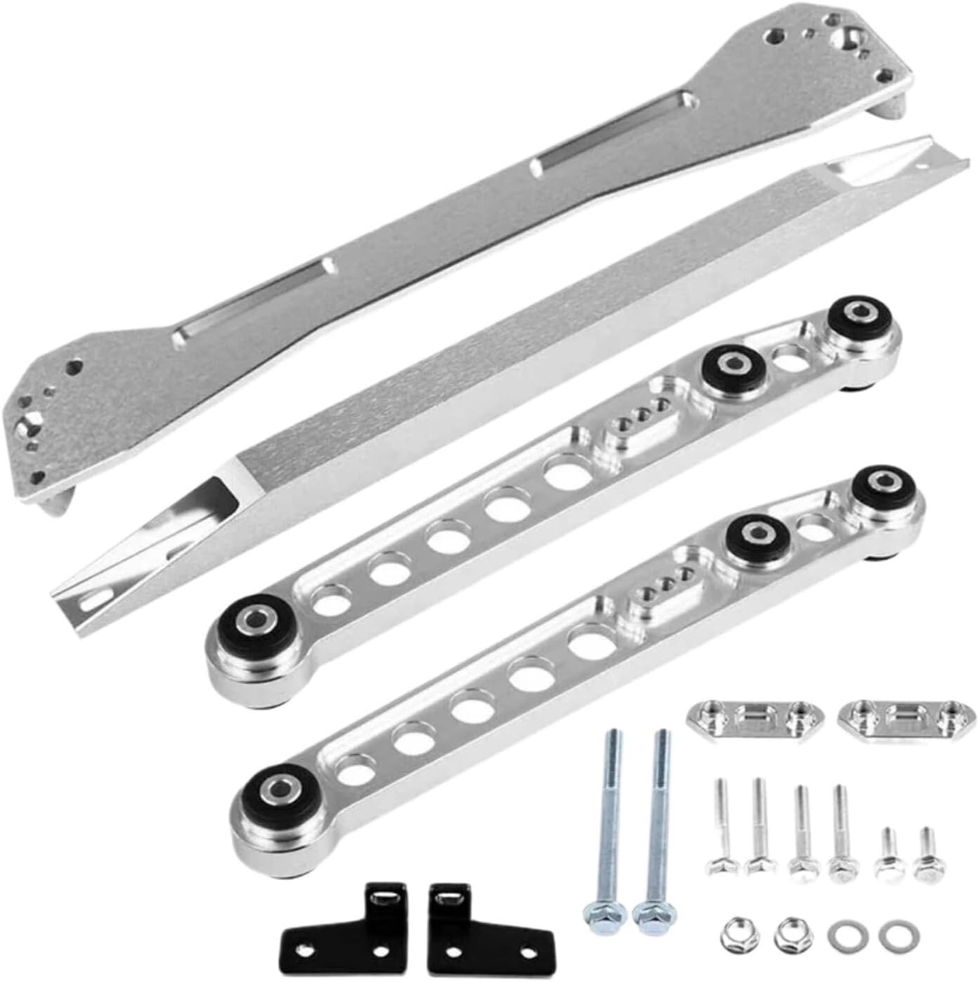 Racing Car Silver Rear Lower Control Arms + Tie Bar Subframe Brace Compatible For Honda Civic EK 96-00 Tie Rod Support Trestle