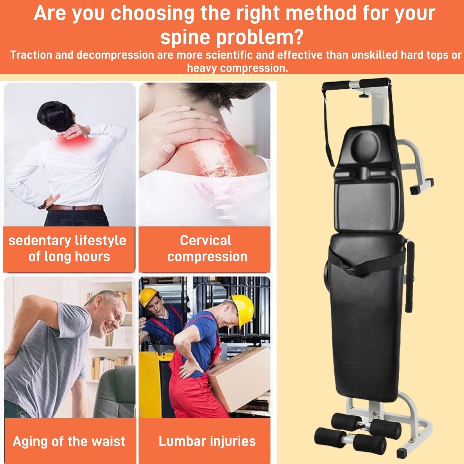 Cervical Vertebra Traction Table, Back Stretch Bench, Waist Bed, Body Spinal Decompression, Cervical Vertebra and Lumbar Vertebra Massage Bed, Physical Heal Extension Device