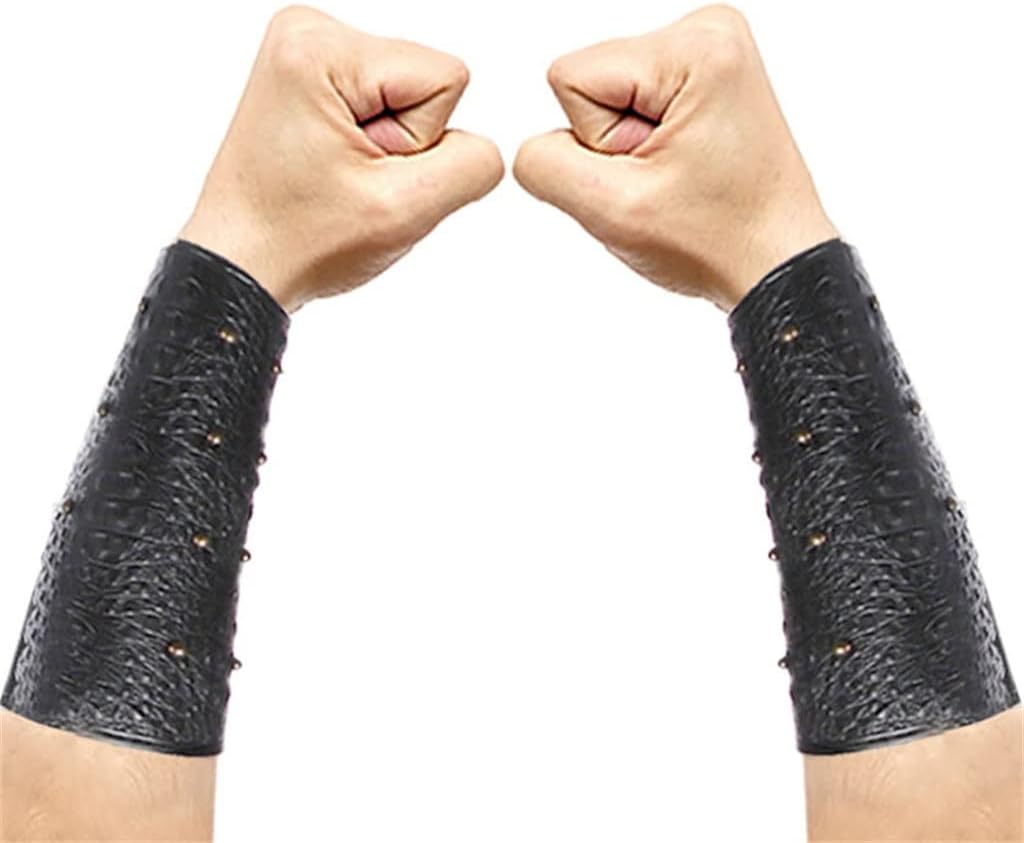Vintage Leather Arm Armor Guard Medieval Knight Bracer Adjustable Wrist Band Steampunk