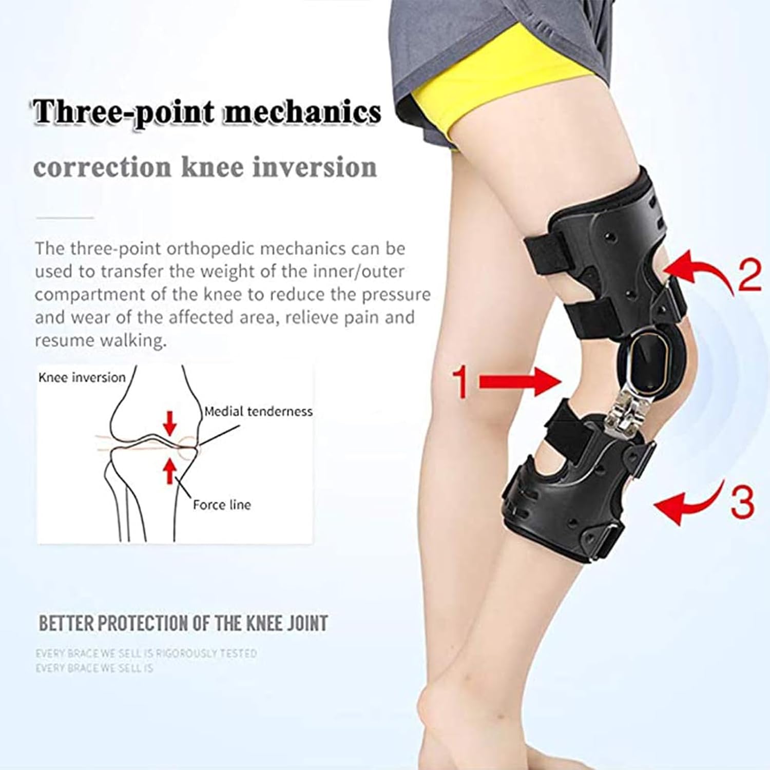 Adjustable Hinged ROM Knee Brace with Strap, Post OP Patella Injury Immobilizer Brace Orthopedic Guard Protector - Full Leg Stabilizer Knee Orthosis Splint(