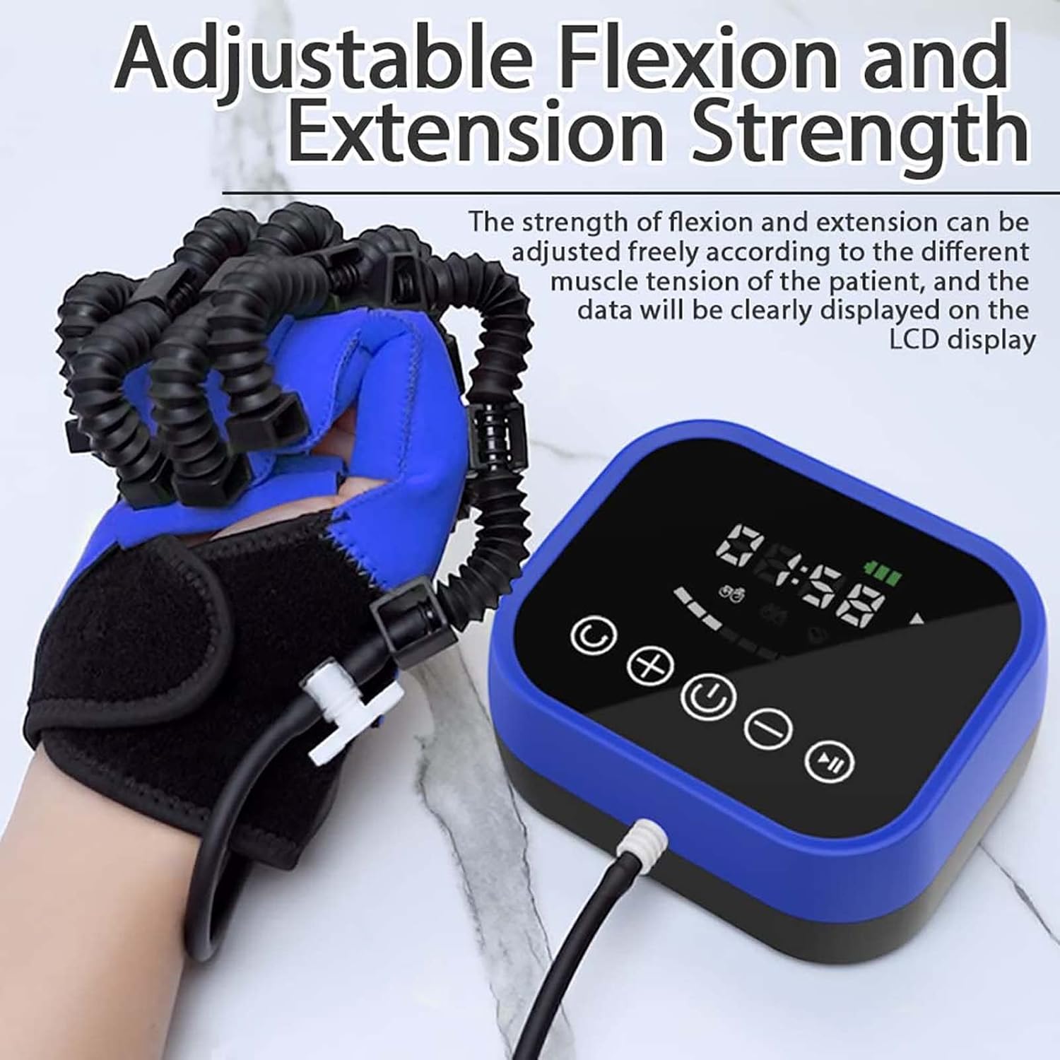 Self-Training Rehabilitation Robot Gloves, Finger Rehab Training Orthotics W/LCD Touch Screen/Timing/Training Intensity Can Be Adjusted for Hand Function Recovery,RightHand-M