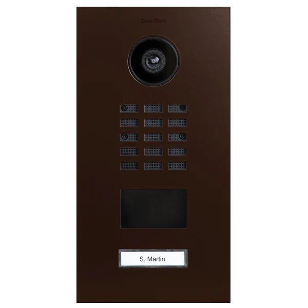 DoorBird D2101V IP Video Door Station, 1 Call Button in Mahogany Brown, RAL 8016