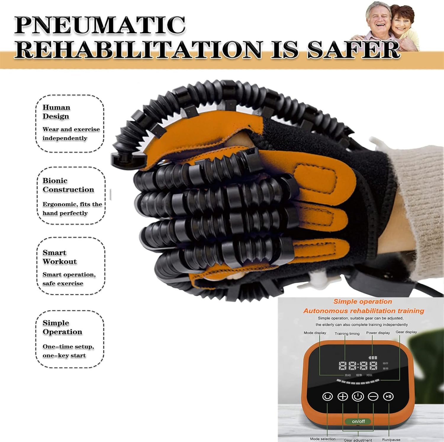 Rehabilitation Robot Gloves,Finger Training Rehab Orthotics Rehabilitation Gloves,Self-Training Rehabilitation Robot Gloves for Stroke Hemiplegia Patients Finger Flexion,M,Right Hand