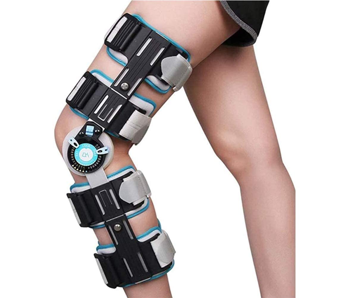 Universal Knee Brace Hinged Adjustable, Knee Orthosis Post Operative Injury Support Hinged Knee Brace Telescoping For Men Women.(