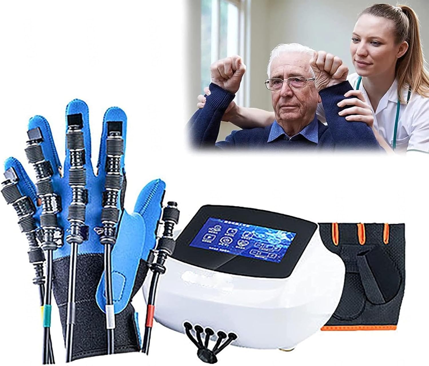 Rehabilitation Gloves Finger Orthoses Protector Exoskeleton Manual Training for Stroke Hemiplegia Hand Function Recovery,Right-M