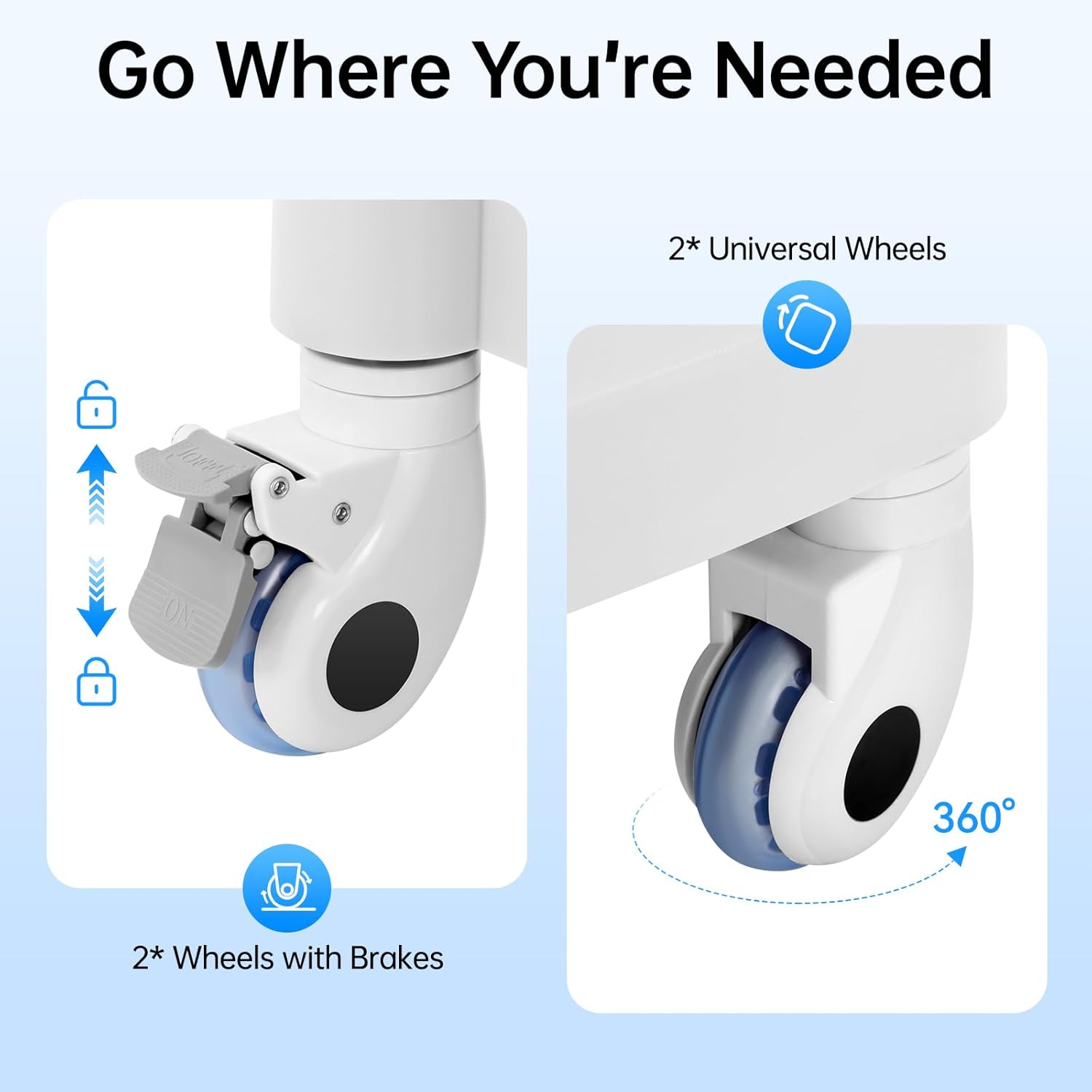 Beauty Instrument Trolley Cart, Freestanding Mobile Trolley with 4 Wheels 66lbs Storage Cart with 3 Drawers, Lab Rolling Storage Cart for Spas, Homes, Labs, Salons