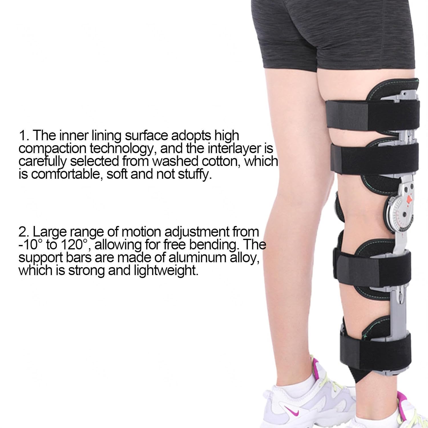 PopieL Adjustable Aluminum Alloy Knee Joint Brace Unisex Hinged Knee Brace Rehabilitation Brace After Meniscus Ligament Injury Left/Right Leg Knee Stabilizer