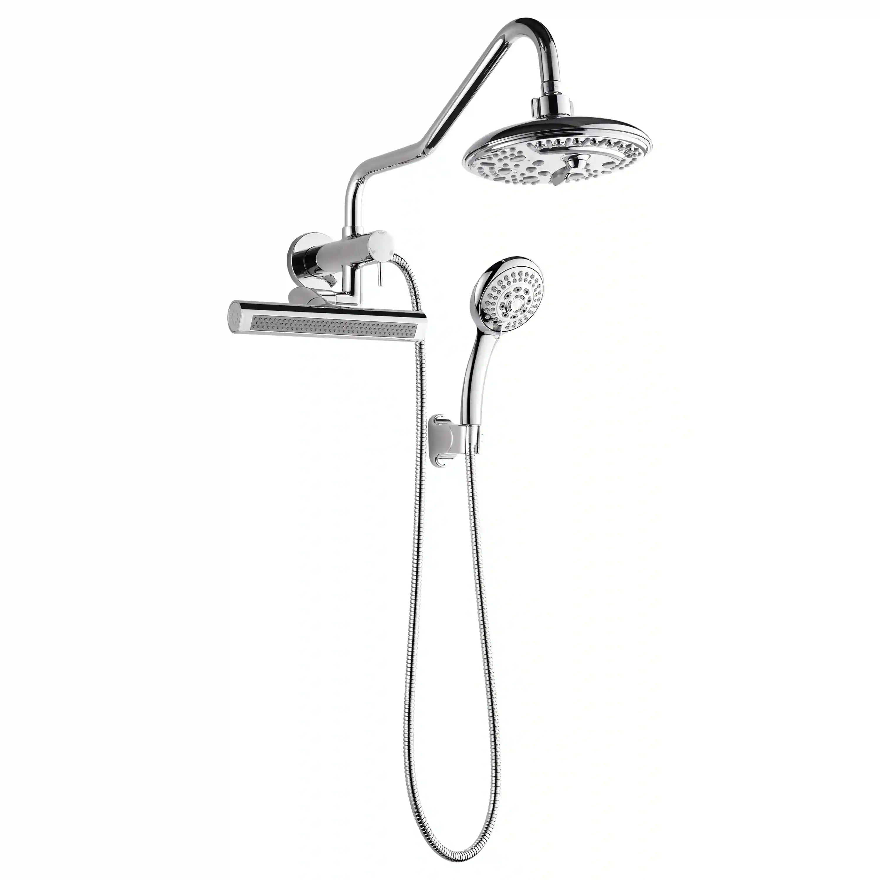Forno Acqua Fall Mini 8-Inch Overhead Rainfall Shower with 2.5 GPM Flow Rate, Handheld, Body Jets in Polished Stainless Steel (SMW2CP-C2)