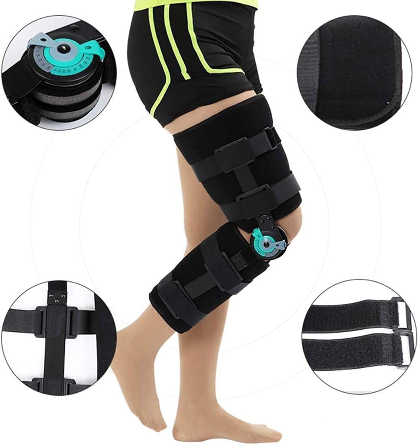 Hinged Knee Brace, Adjustable and Breathable Hinged Knee Brace with Adjustable Dials, Orthosis Stabilizer Hinged Immobilizer for Tendon Strains, Joint Pain, Injury Recovery(