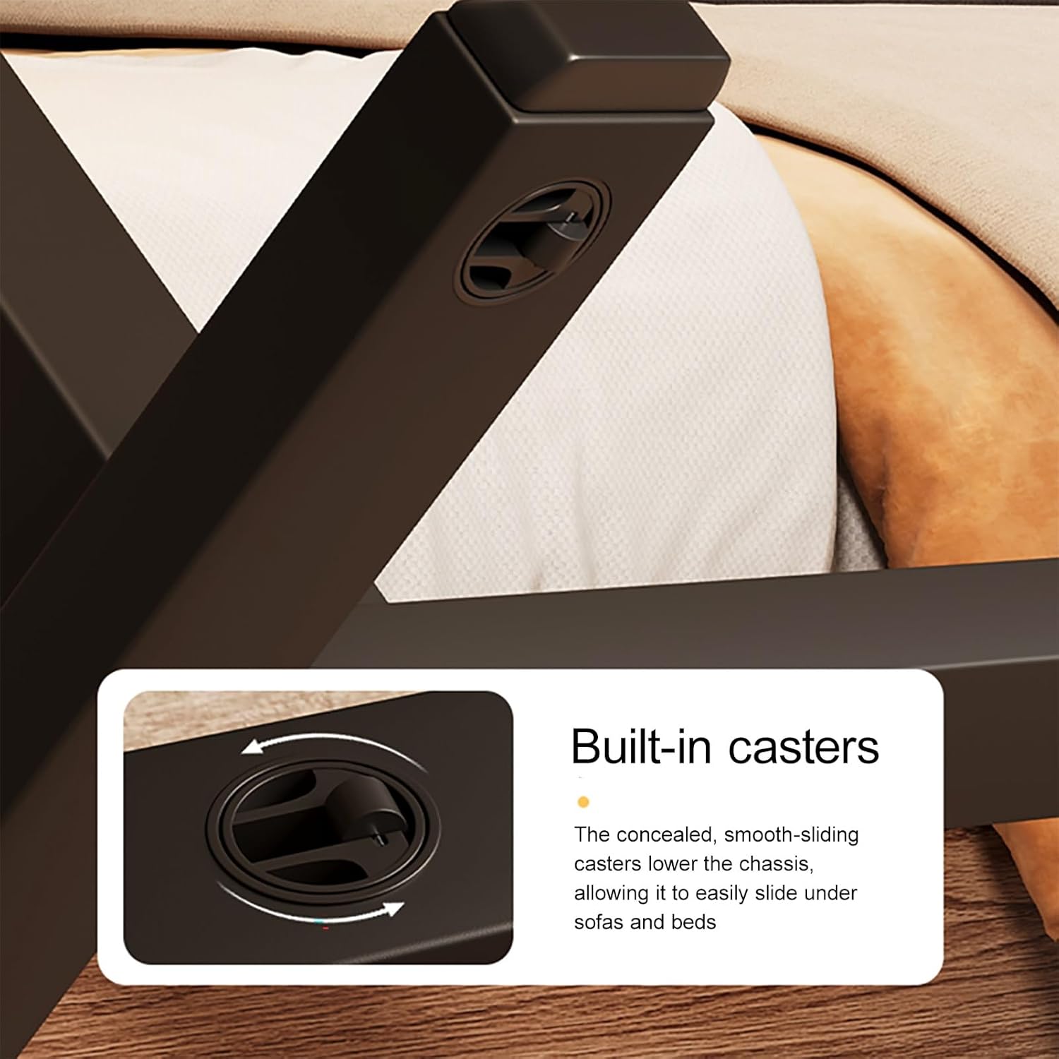 Overbed Bedside Table with Wheels, Tiltable Hospital Bed Table Over The Bed, Adjustable Hospital Laptop Desk with Split Dual Desktop & Pneumatic Gas Spring Lift(White)