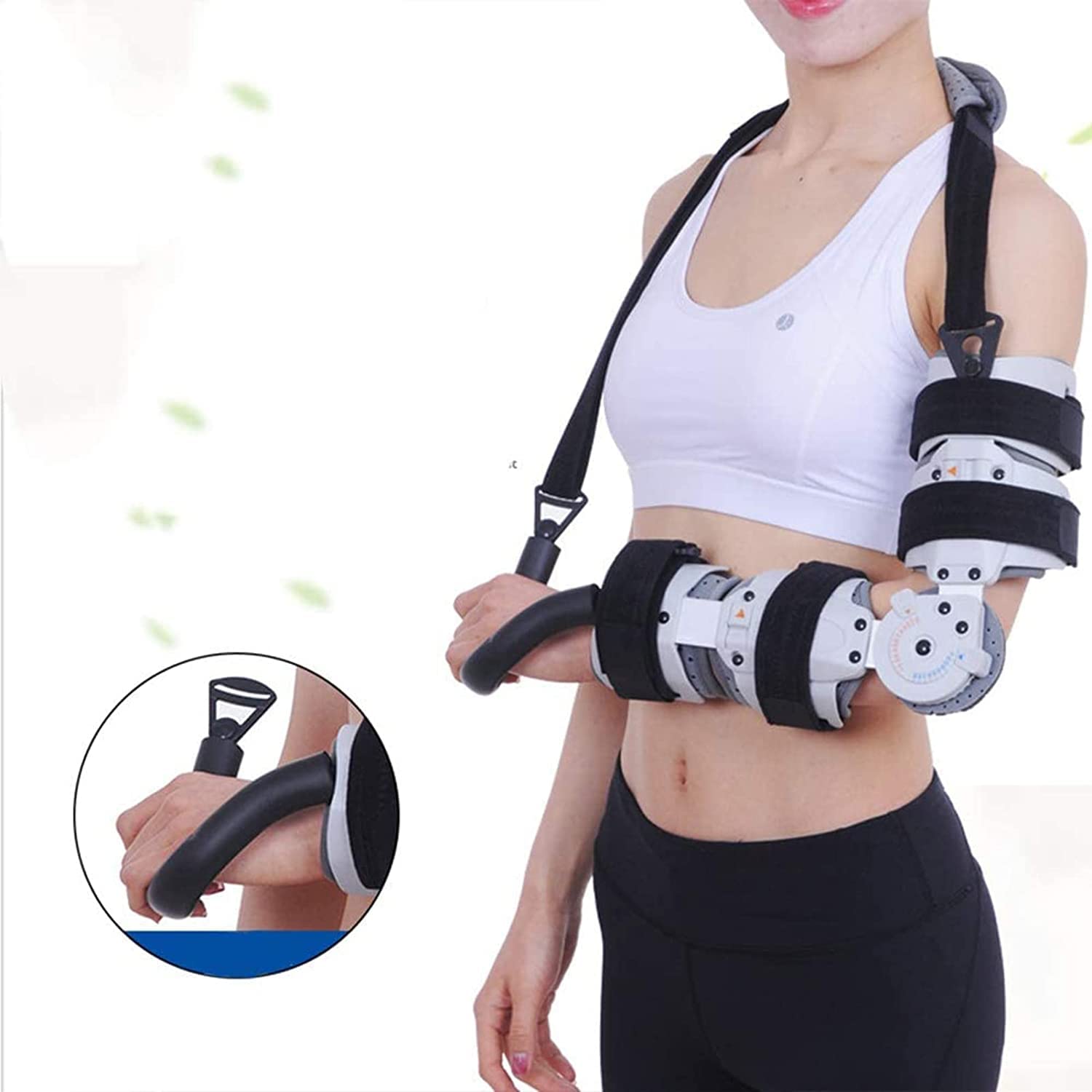 Arm Sling, Hinged ROM Elbow Brace Immobilizer Stabilizer Upper Limb Fracture Rehabilitation Brace Splint Arm Injury Recovery Support,Left