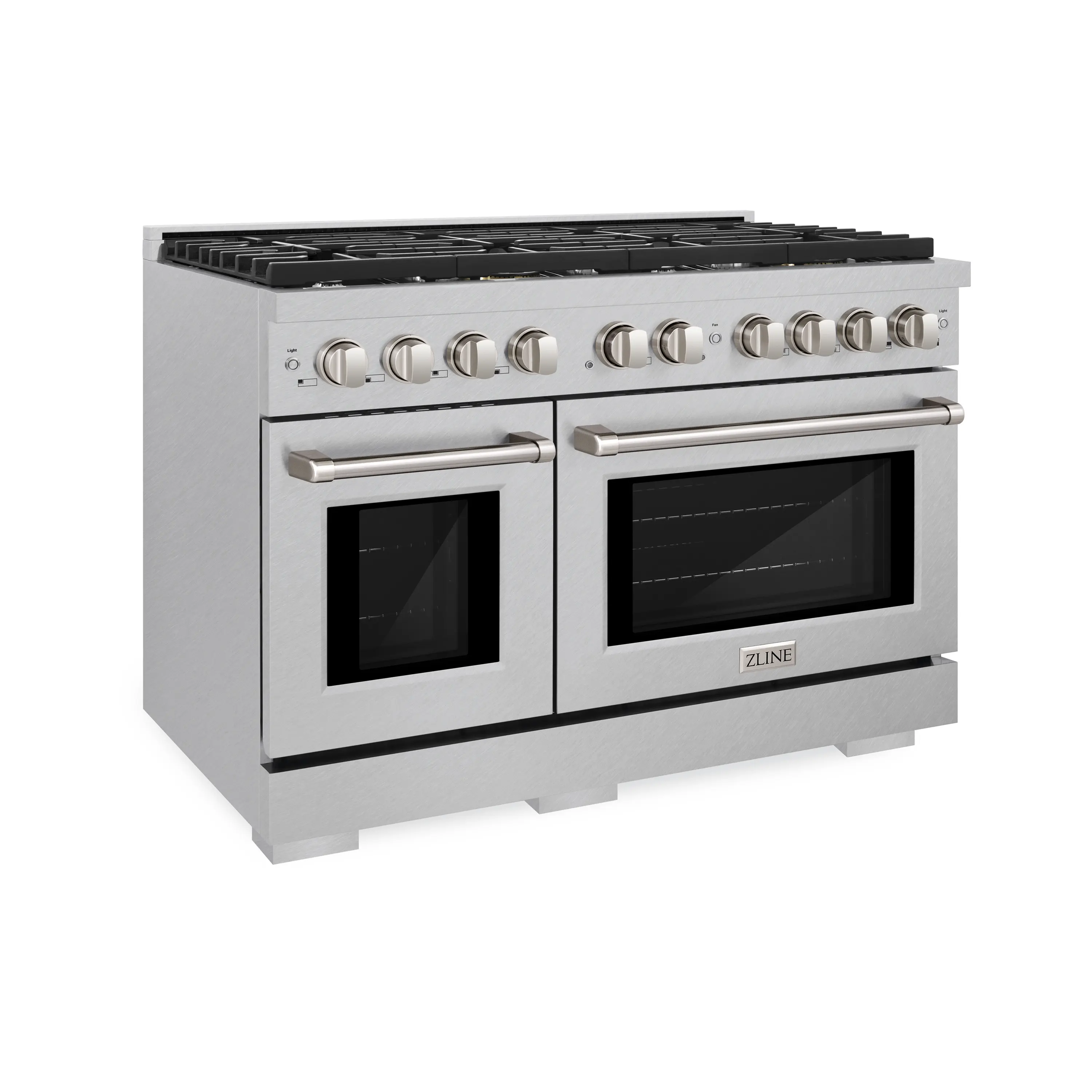 ZLINE 48-Inch 6.7 cu. ft. Paramount Double Oven Dual Fuel Range with 8 Burner Gas Cooktop in Satin Stainless Steel (SDRS-48)