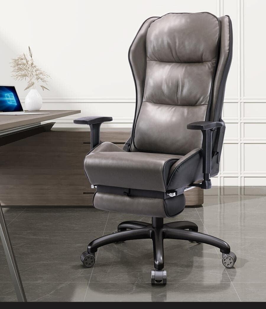 Posture Ergonomic Pu Leather,Managerial Computer Desk Chair Flip Up Armrest Big Tall with Wheels and Adjustable Lumbar Support High Back Pu Leather Chair Comfortable Anni,