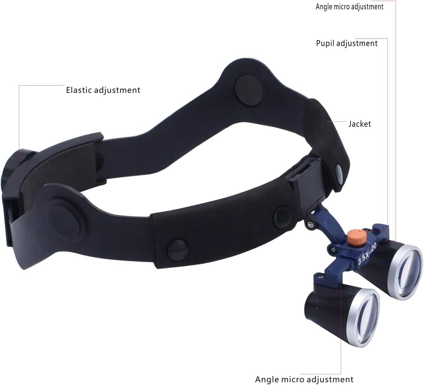 Head Mounted 2.5X 3.5X Dental Surgical Loupes Binocular Magnifying Glass Medical Magnifier for Reading Jewelry Watch Repair Craft Close Work，Black-Magnification:3.5X