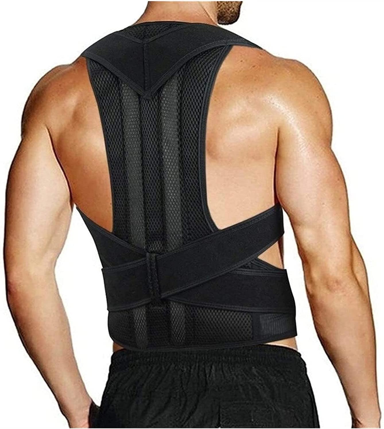 Posture Corrector Full Back Support Shoulder for Men Women Lumbar Brace Corset Back Belt for Relief Teenager Hunchback,Poor Posture, Kyphosis, Etc Back Posturexxx,Black-XX