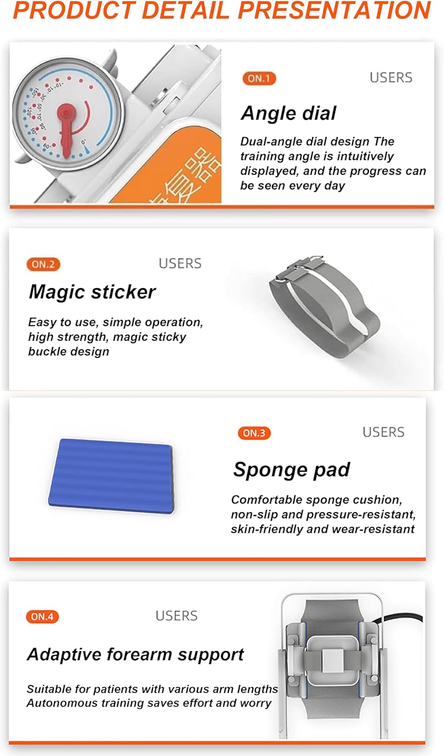 Brace 2024 Elbow Joint Rehabilitation Device, Upper Limb Arm Rehabilitation Training Device, Full Angle Adjustment (-15°-150°), for Wrist and Elbow Recovery