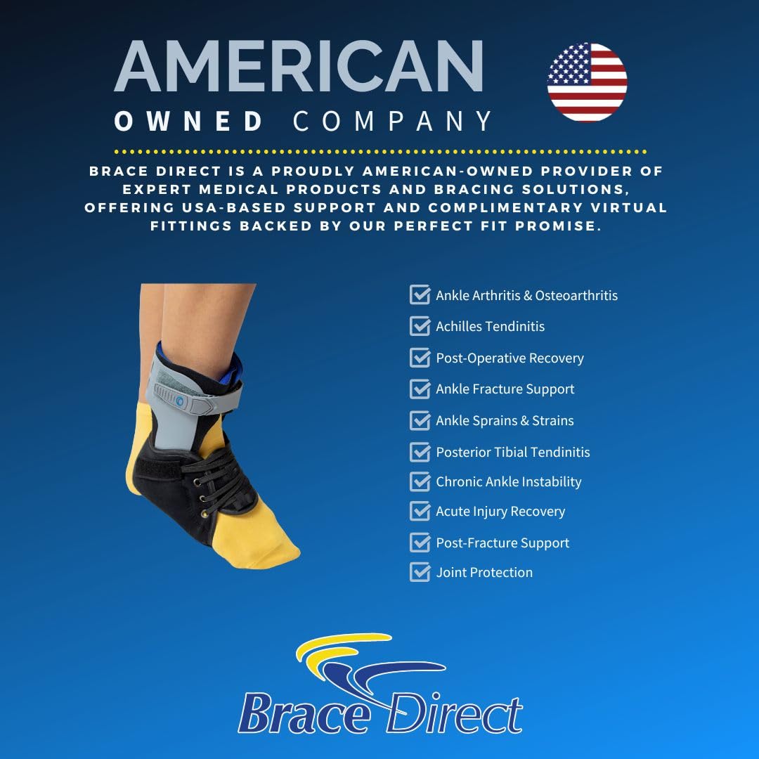 Brace Direct Recovery Lightweight Ankle Brace L1906- Easy Tie Lacing & Moldable Footplate to control inversion/eversion for Ankle Injuries and Sprains Support Stabilizer