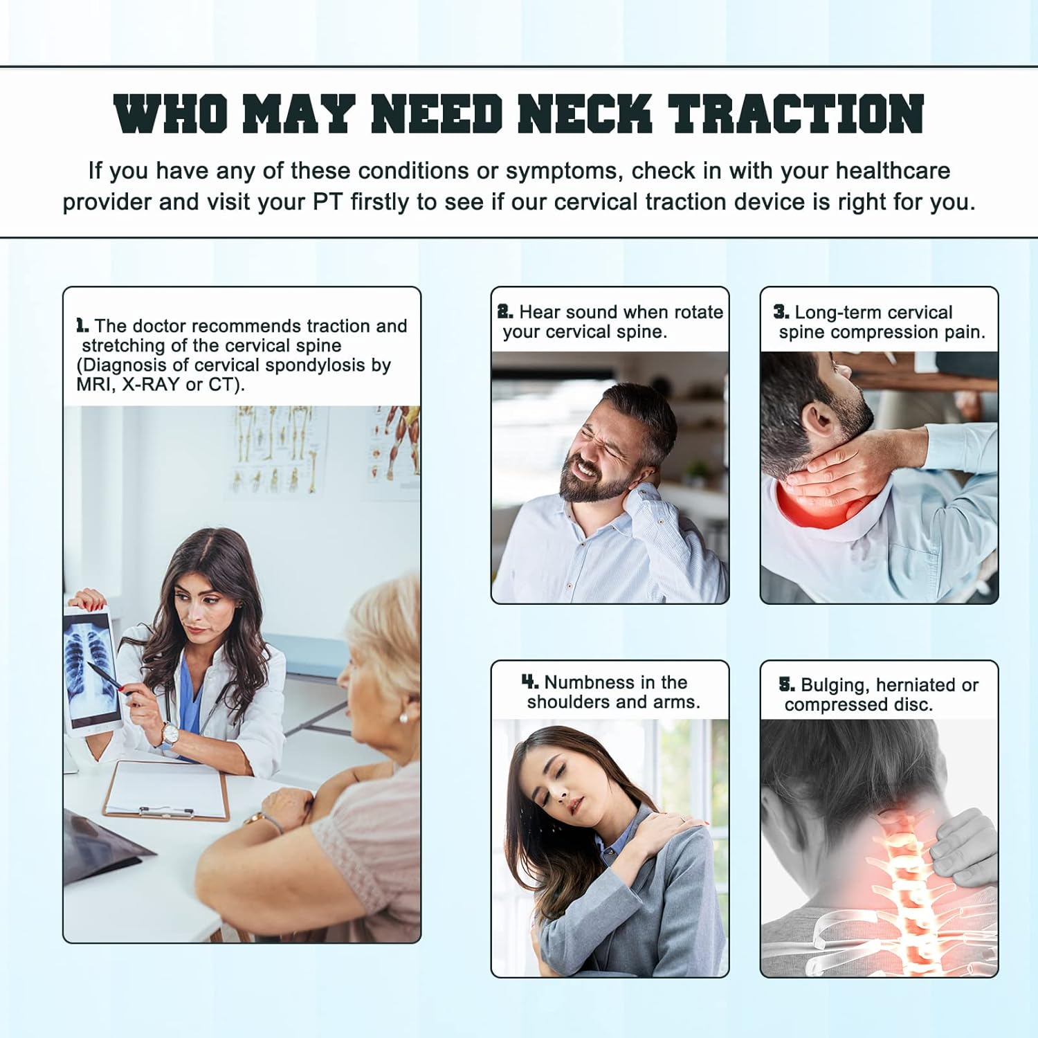 Cervical Neck Traction Device,Electric Air Pump Neck Stretcher Cervical Traction Device,with 3 Power Traction and 8 Airbag Support,Neck Brace which Decompresses the Neck and Relieves
