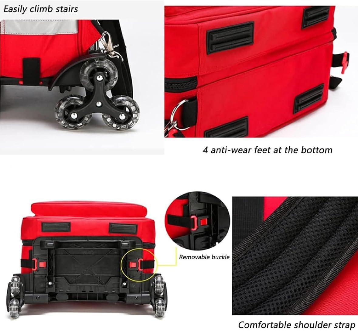 Emergency Treatment Backpack Large Capacity, Medical Bag with Detachable Trolley, Professional First Aid Kits Storage with Tie Rod, for Doctors, Paramedics