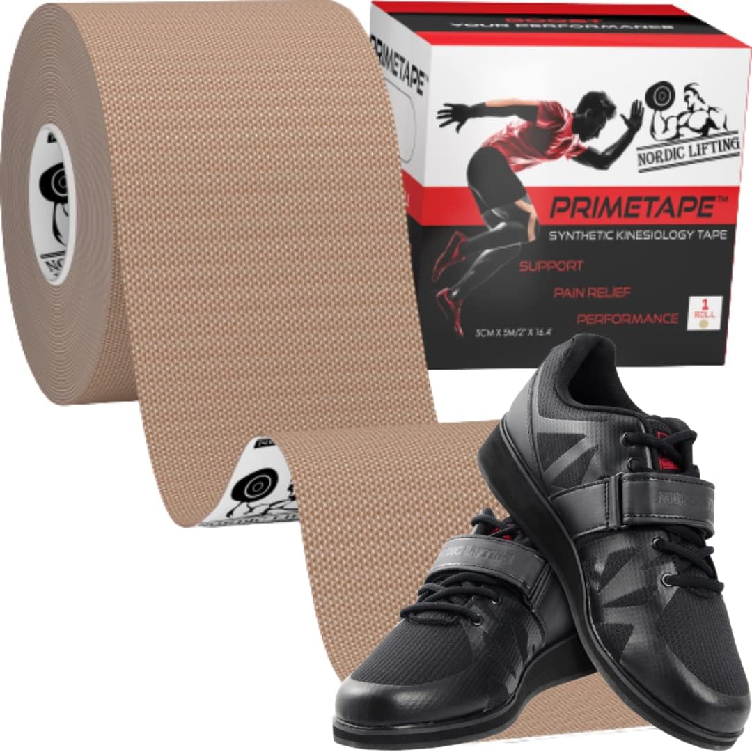 Nordic Lifting Kinesiology Tape 1p - Beige Bundle with Shoes Megin Size 8.5 - Black