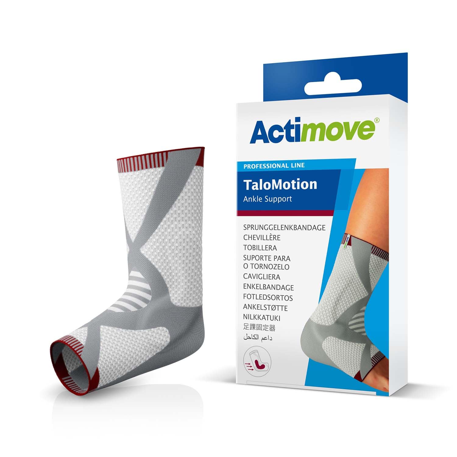 Actimove Professional TaloMotion Ankle Support | Slip-On Compression Ankle Brace for Sprained Ankle, Achilles Tendonitis, Postoperative Care, & Lateral Ligament Injury | Unisex, White, Right, Small