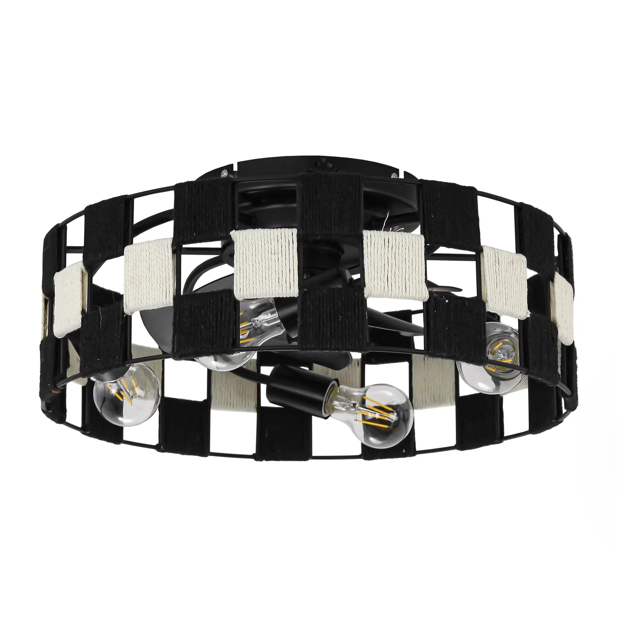 Parrot Uncle 18-Inch Black Industrial Flush Mount Ceiling Fan with Light APP and Remote Control (BBF3004)