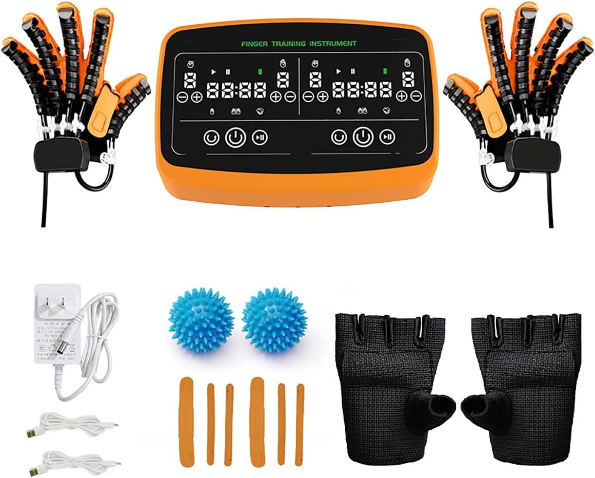 Rehabilitation Robot Glove Two-Handed Mode, Electric Finger Exercise Tools Help with Finger Extension Training, Massage Gloves Finger Training Gloves-Left and Right Hand||S