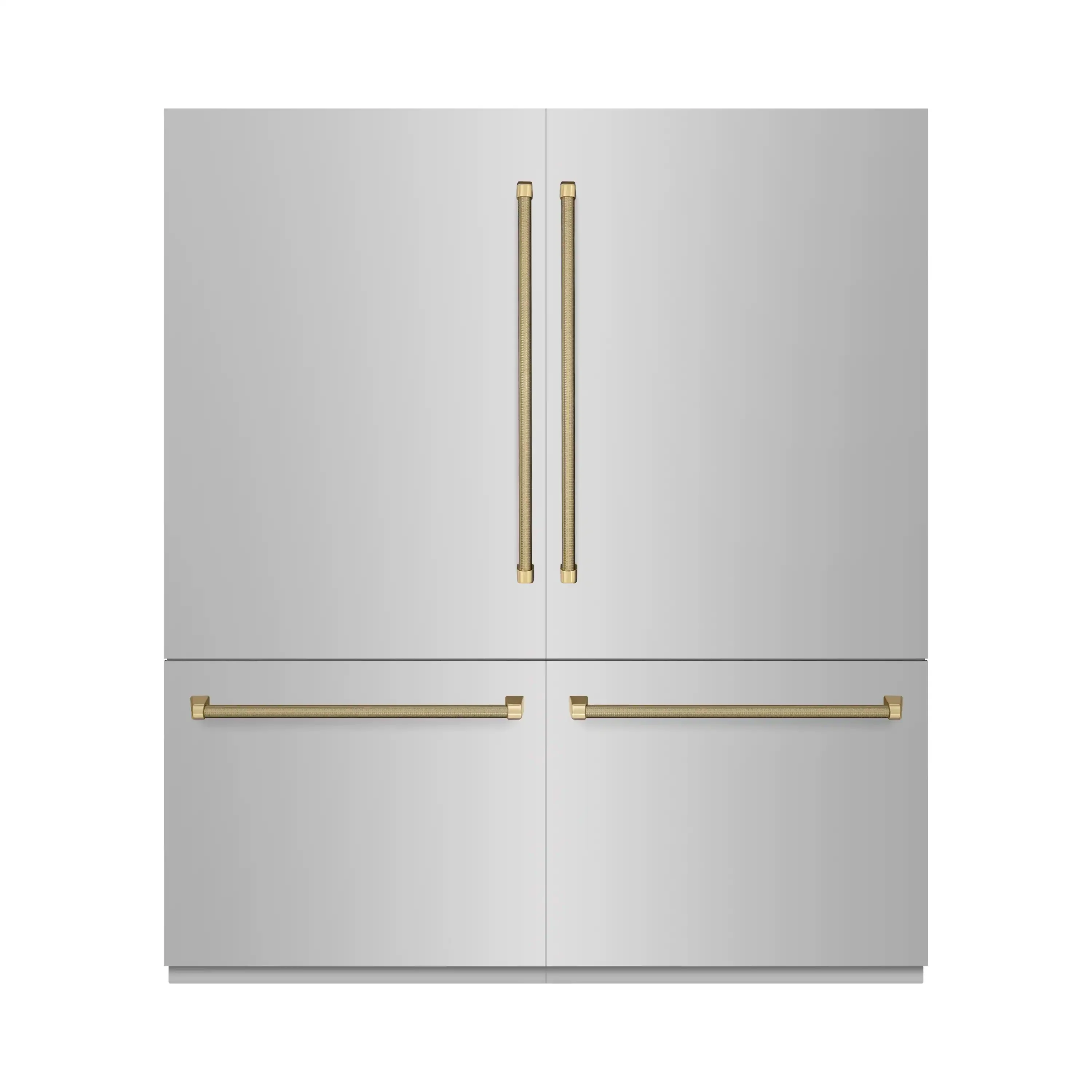 ZLINE Autograph 72-Inch Built-In Refrigerator w/ Gray Interior and Champagne Bronze Helix Handles (GRBITZ-30472KCB)