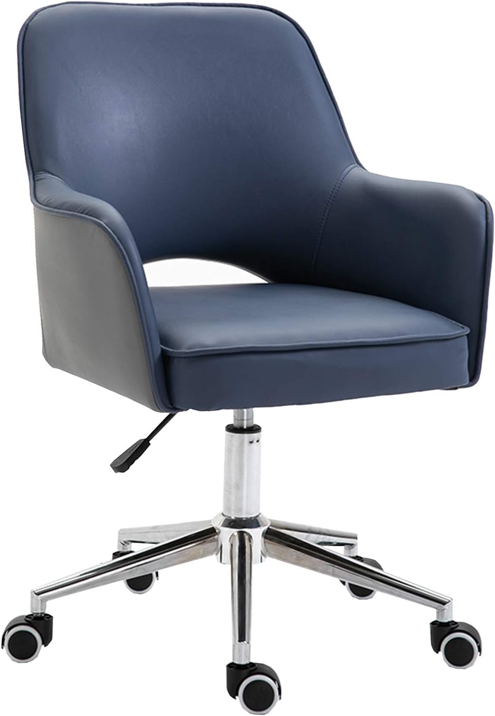 Swivel Desk Chair Swivel Desk Chair Office Mid Back Swivel Ergonomic Desk Chair Lumbar Support PU Leather Computer Task Chair with Armrest for Home Office Chair (Blue
