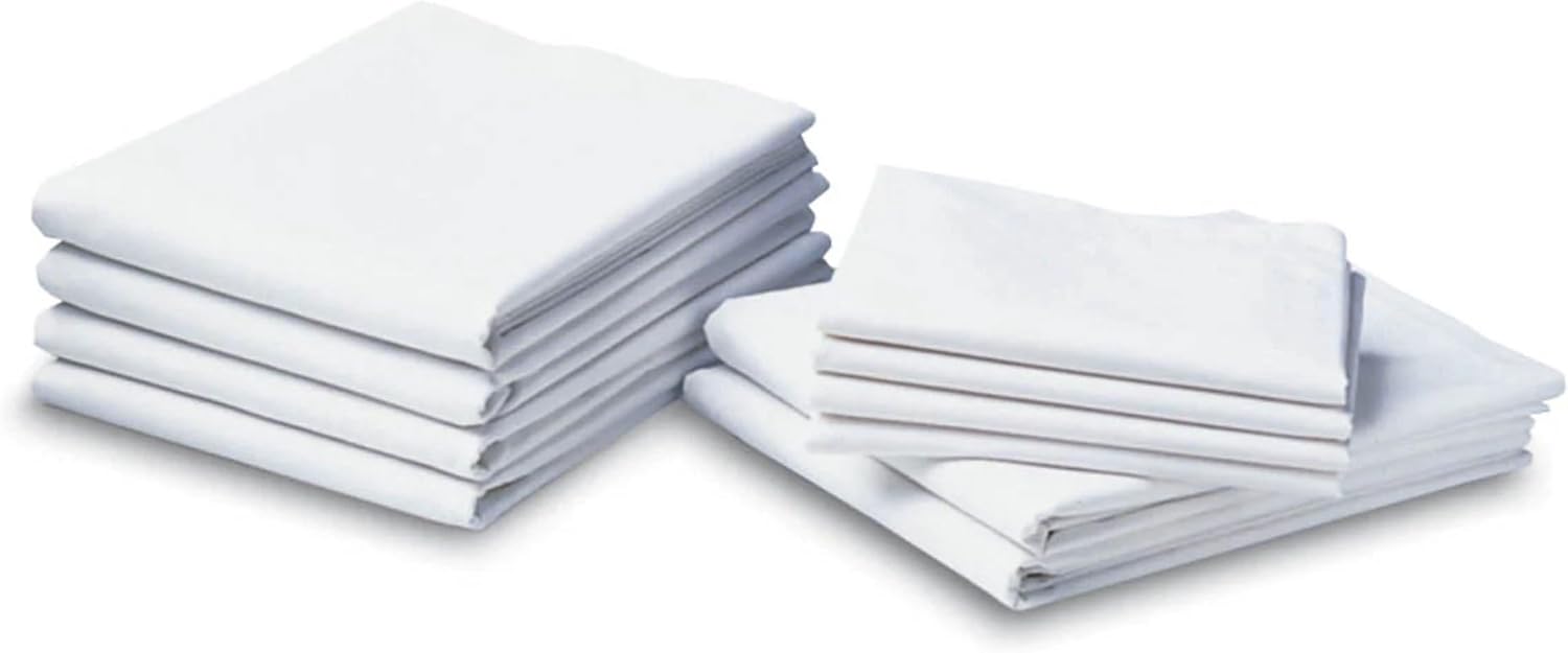 T-180 White Draw Sheets – Cotton-Polyester Blend, Easy to Wash, Commercial Quality for Healthcare & Hospitality (24, 54x90)