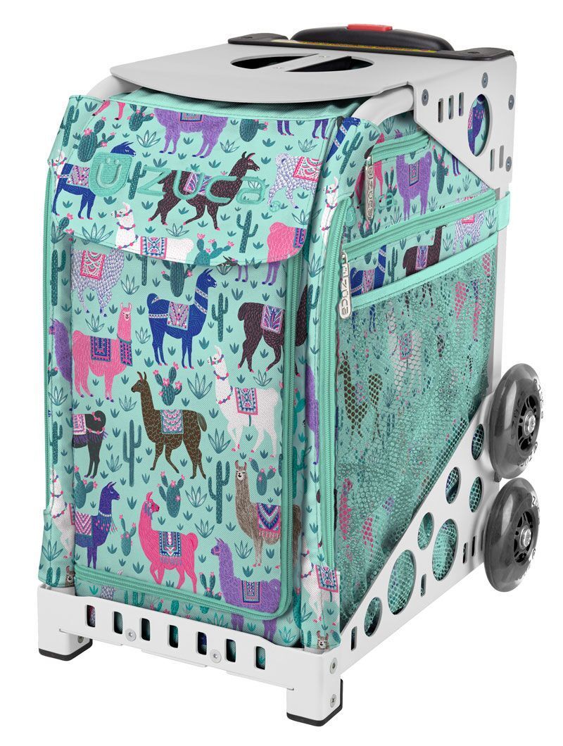 Zuca Llama Rama Sport Insert Bag and White Frame with Flashing Wheels