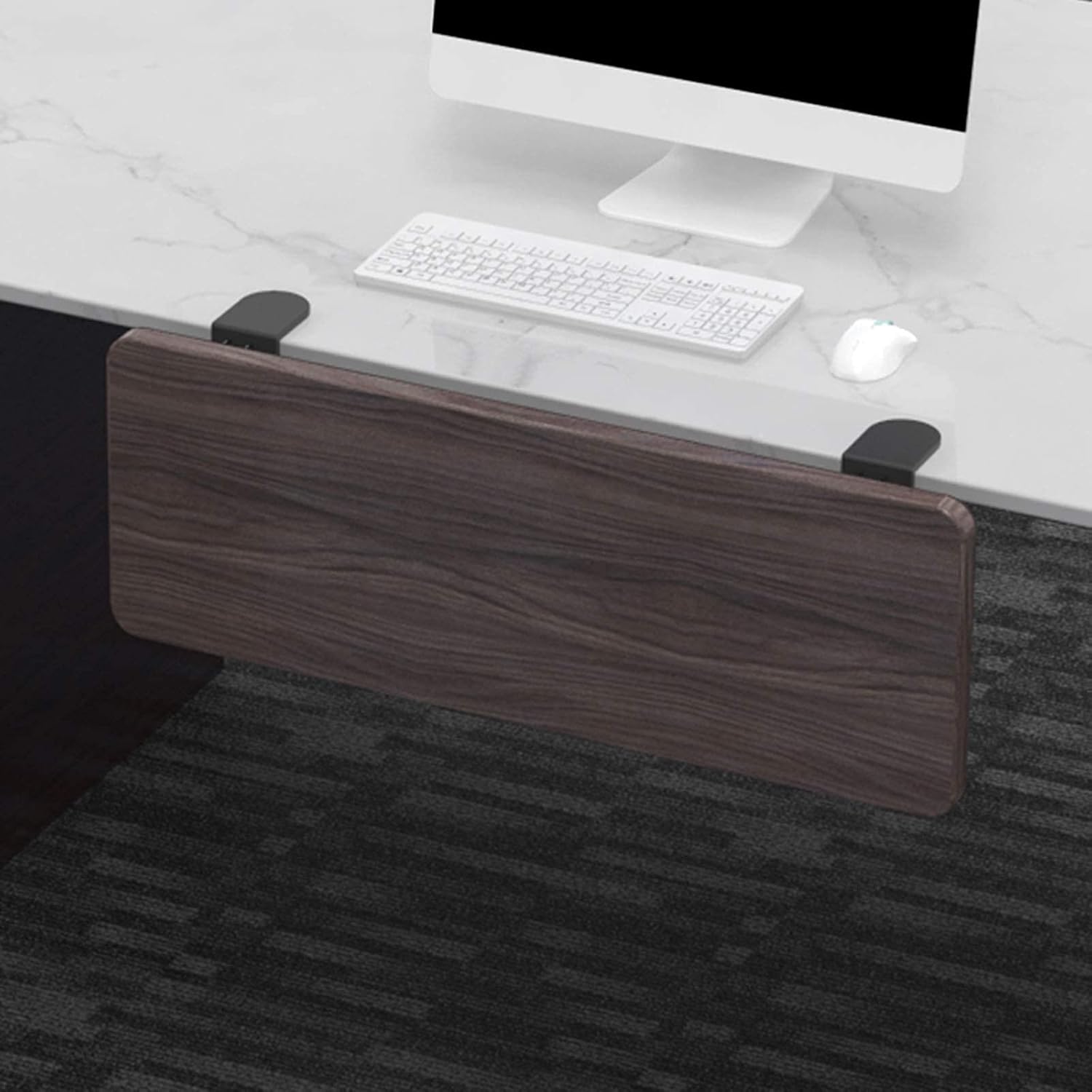 Ergonomics Desk Extender Tray Clip-on Keyboard Tray Punch-Free Expansion Board Table Mount Foldable Armrest Shelf Stand Slide Computer Elbow Arm Support,